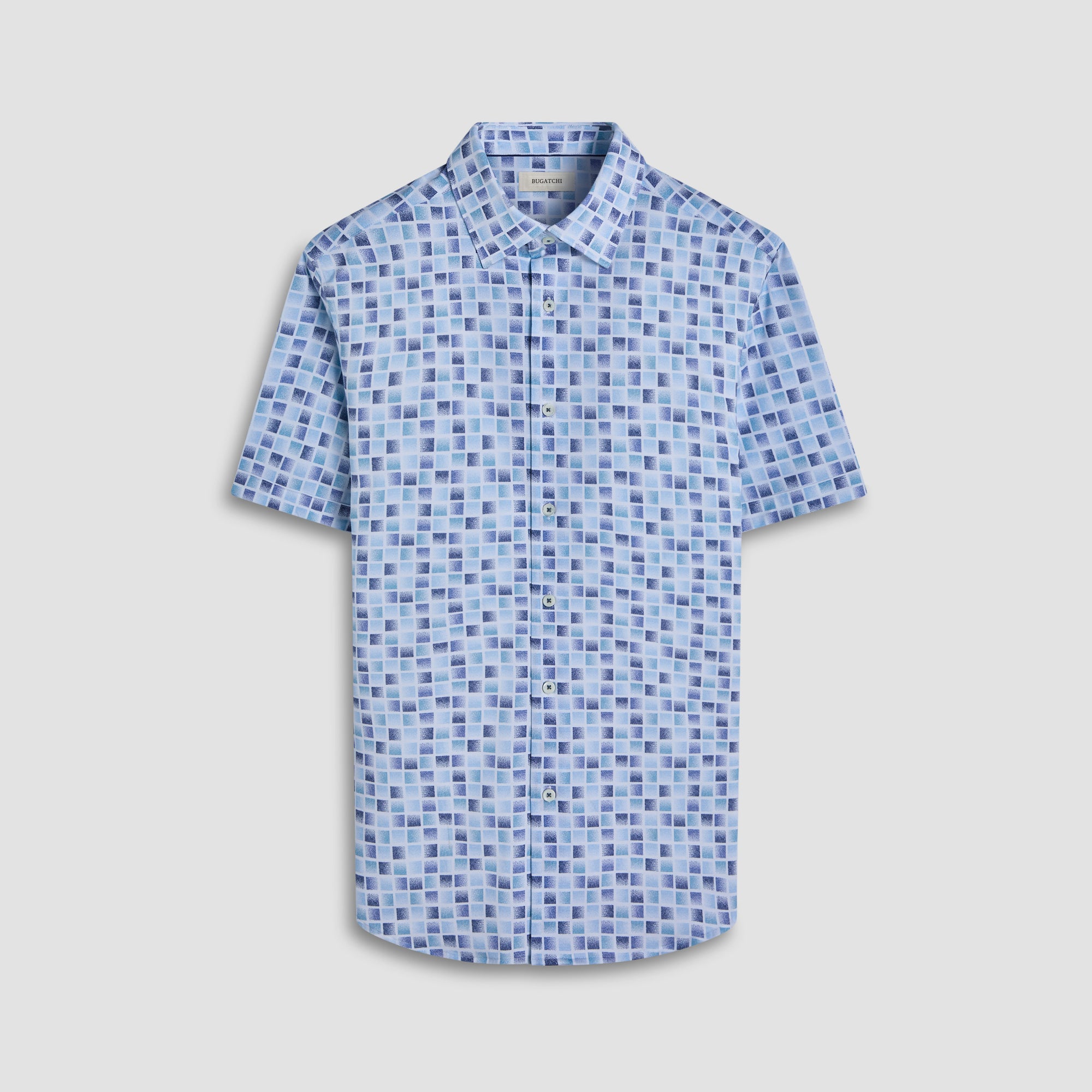Miles Gradient Check OoohCotton Short-Sleeve Shirt