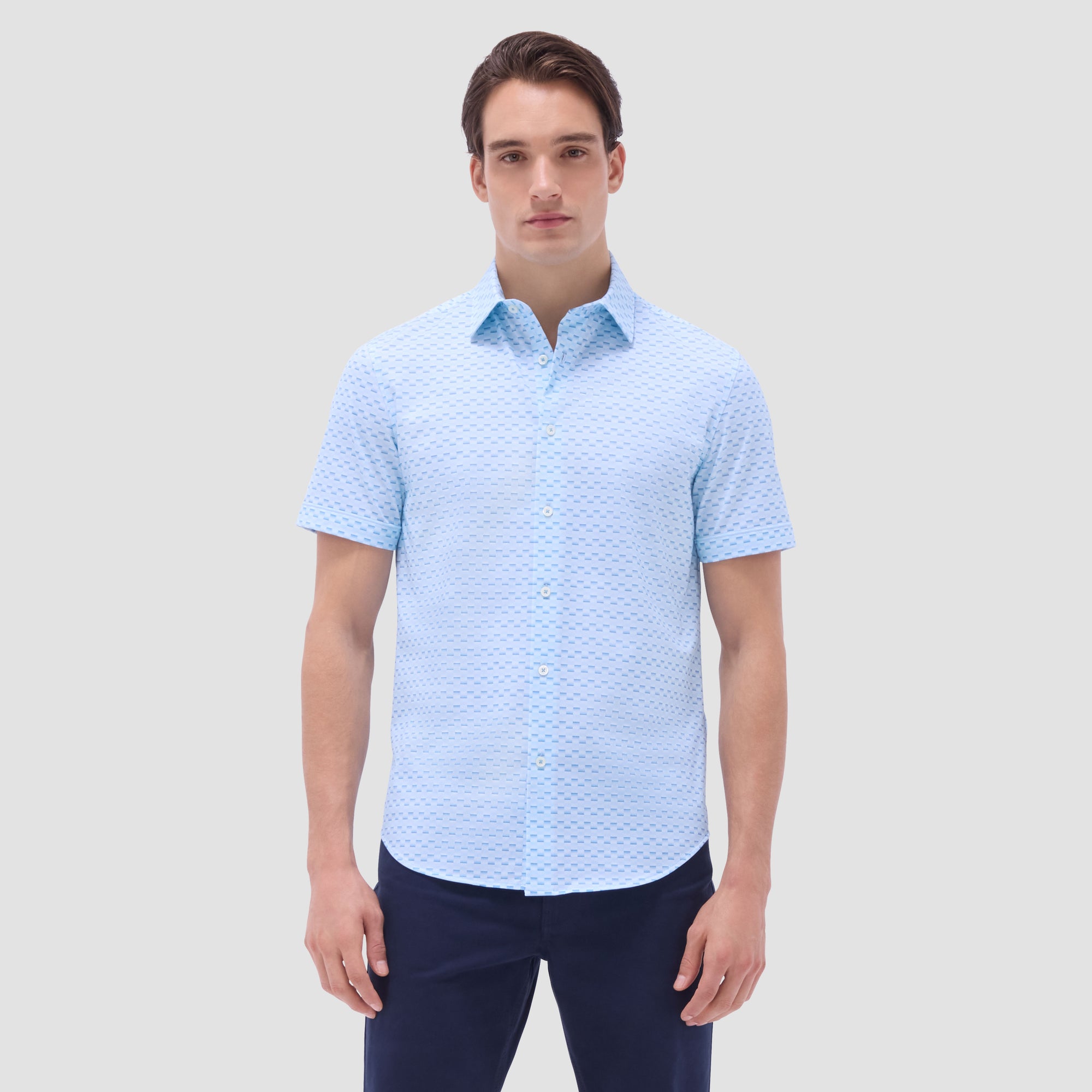 Miles Basketweave OoohCotton Short-Sleeve Shirt