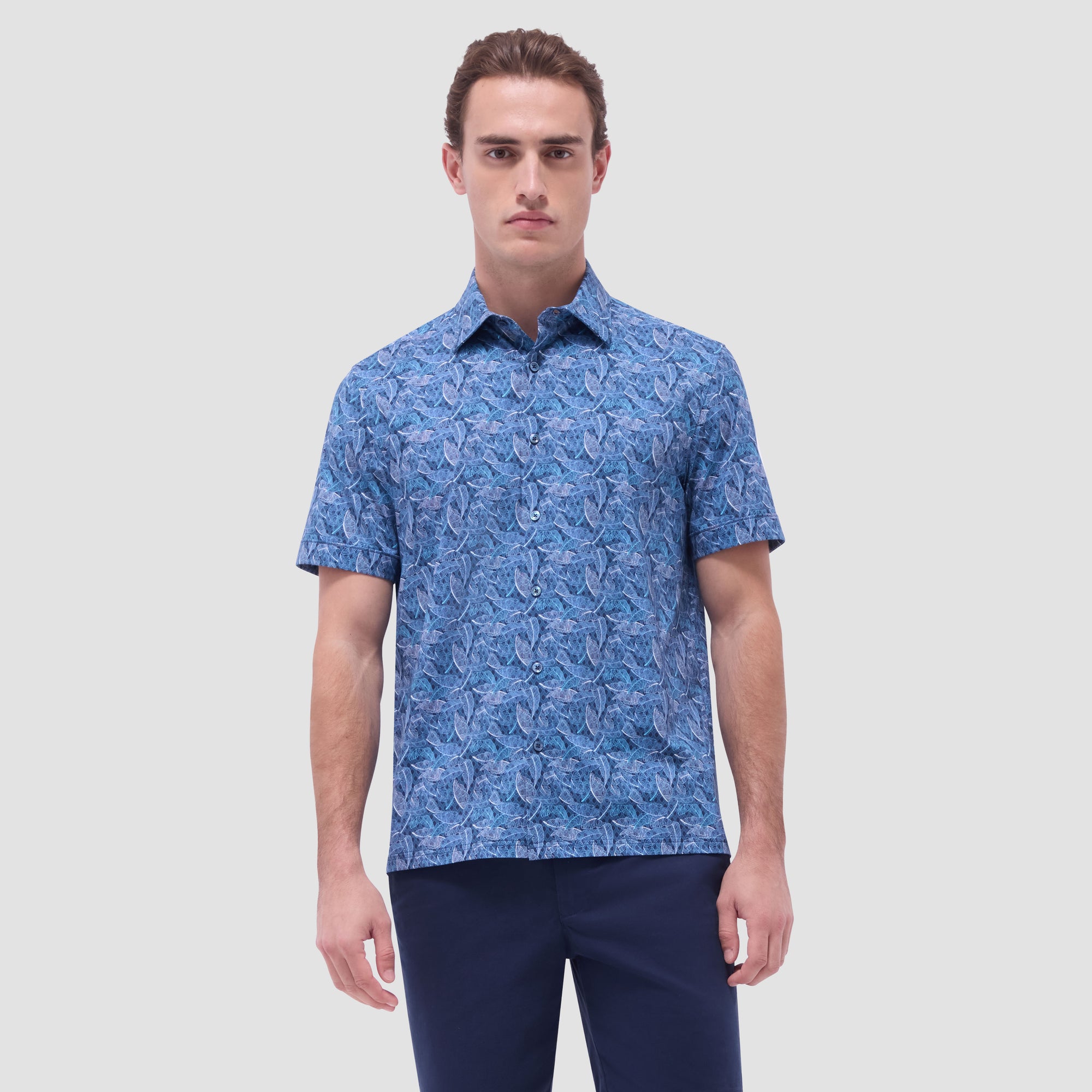 Milo Leaf Print OoohCotton Short-Sleeve Shirt