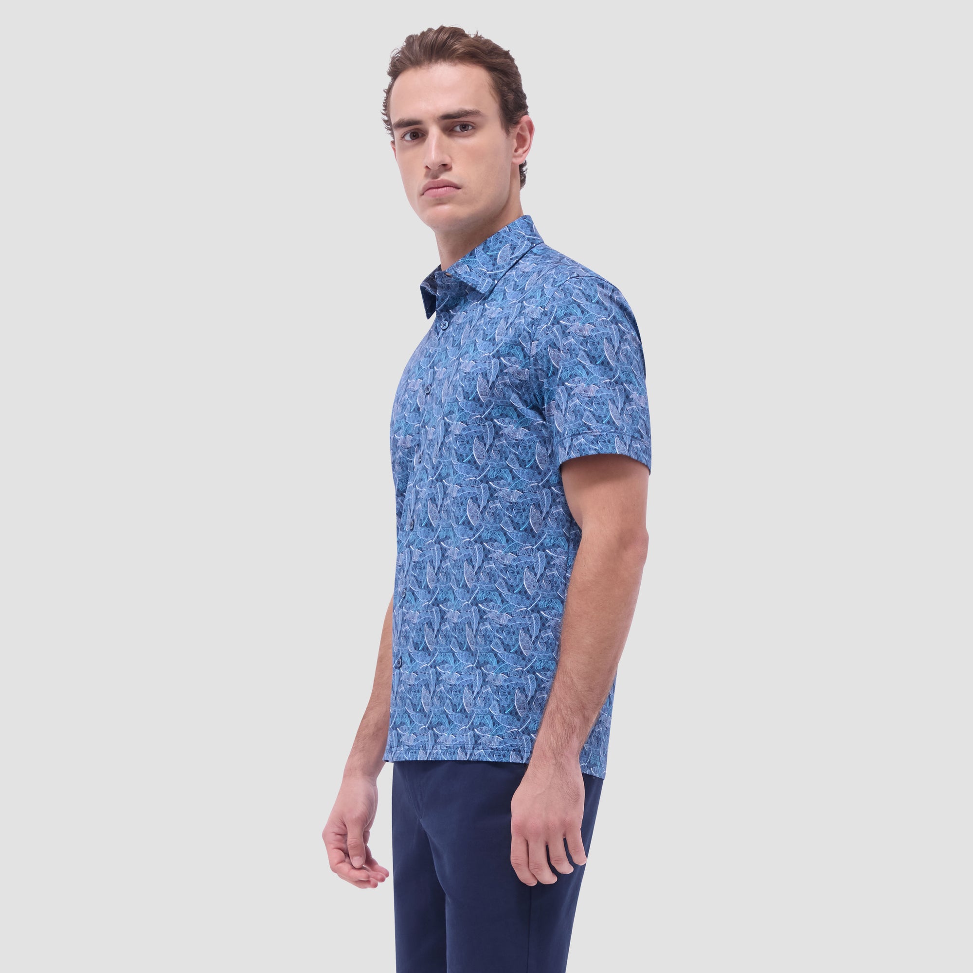 Milo Leaf Print OoohCotton Short-Sleeve Shirt