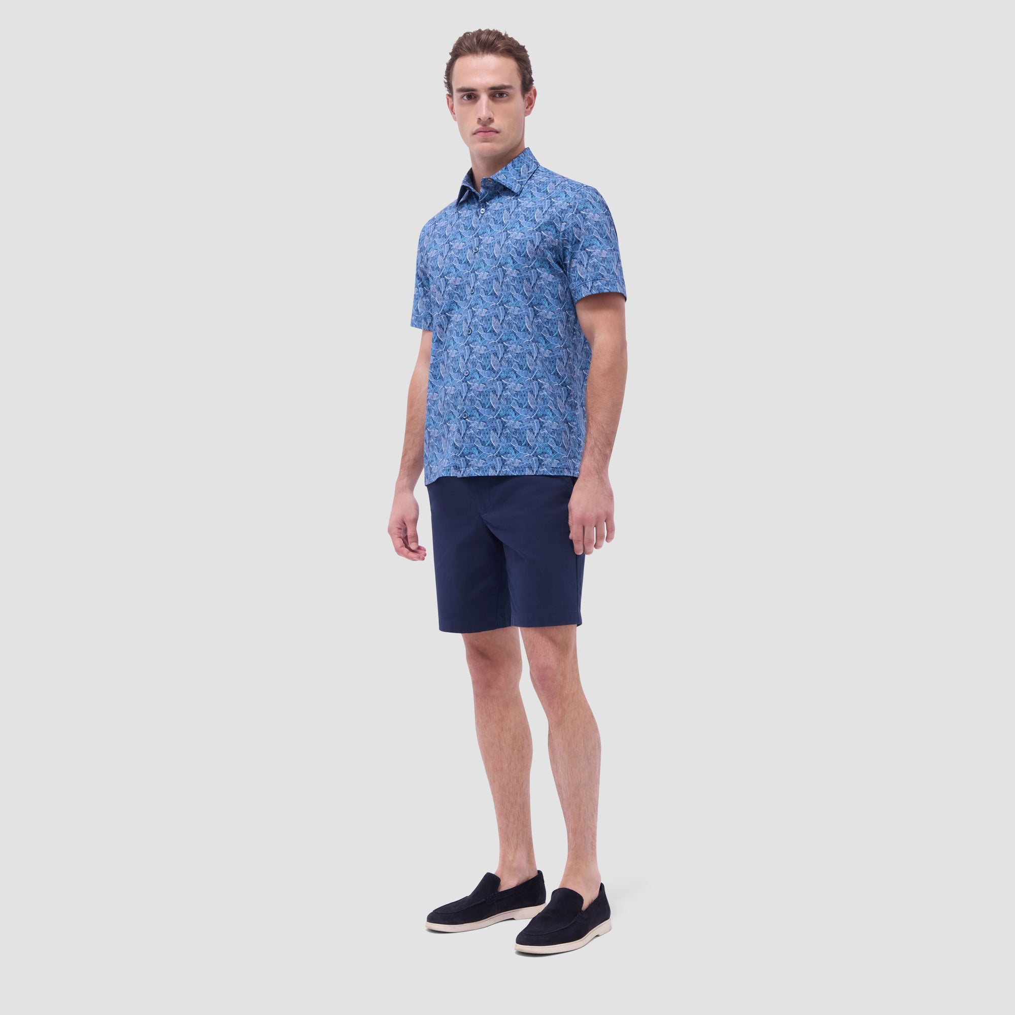 Milo Leaf Print OoohCotton Short-Sleeve Shirt