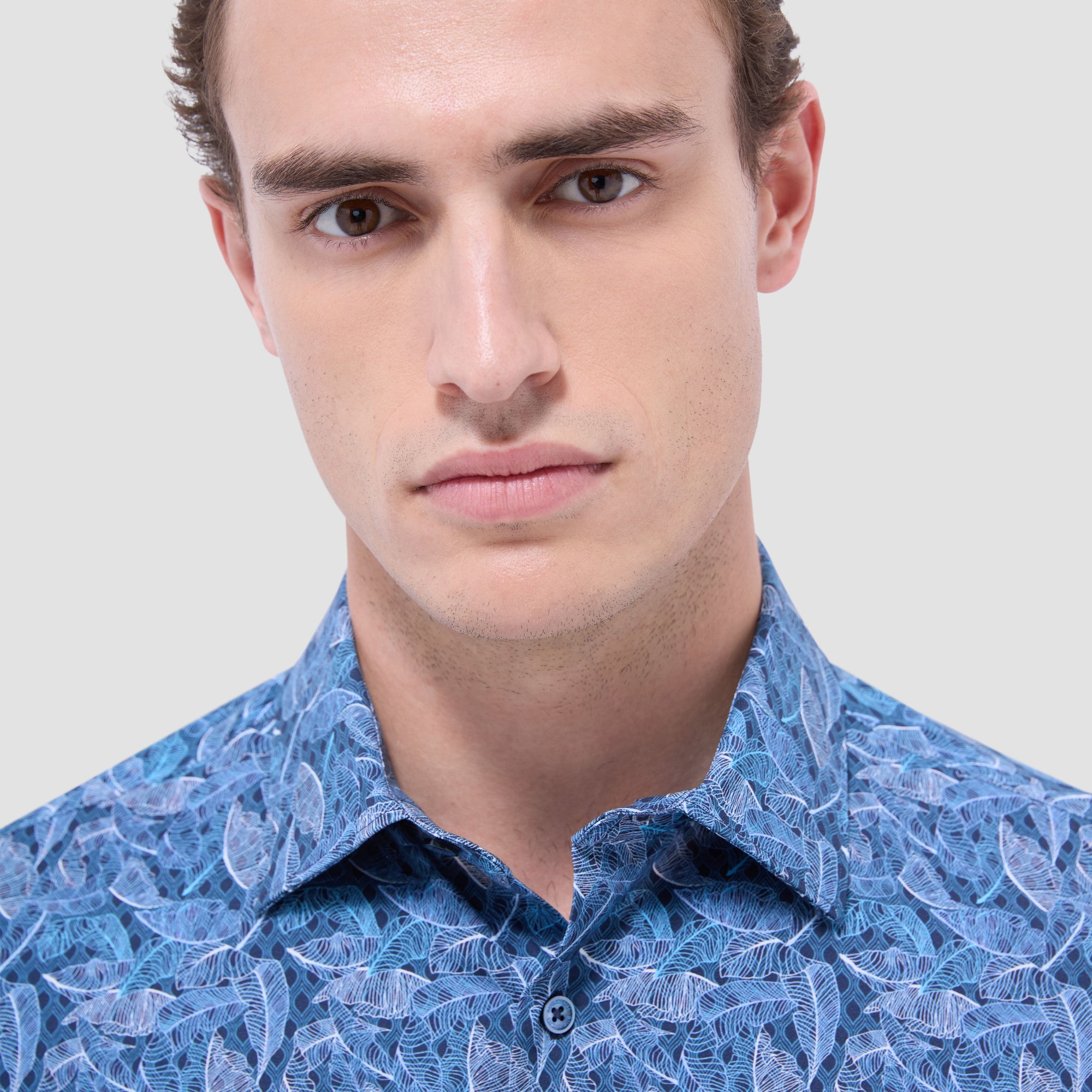 Milo Leaf Print OoohCotton Short-Sleeve Shirt