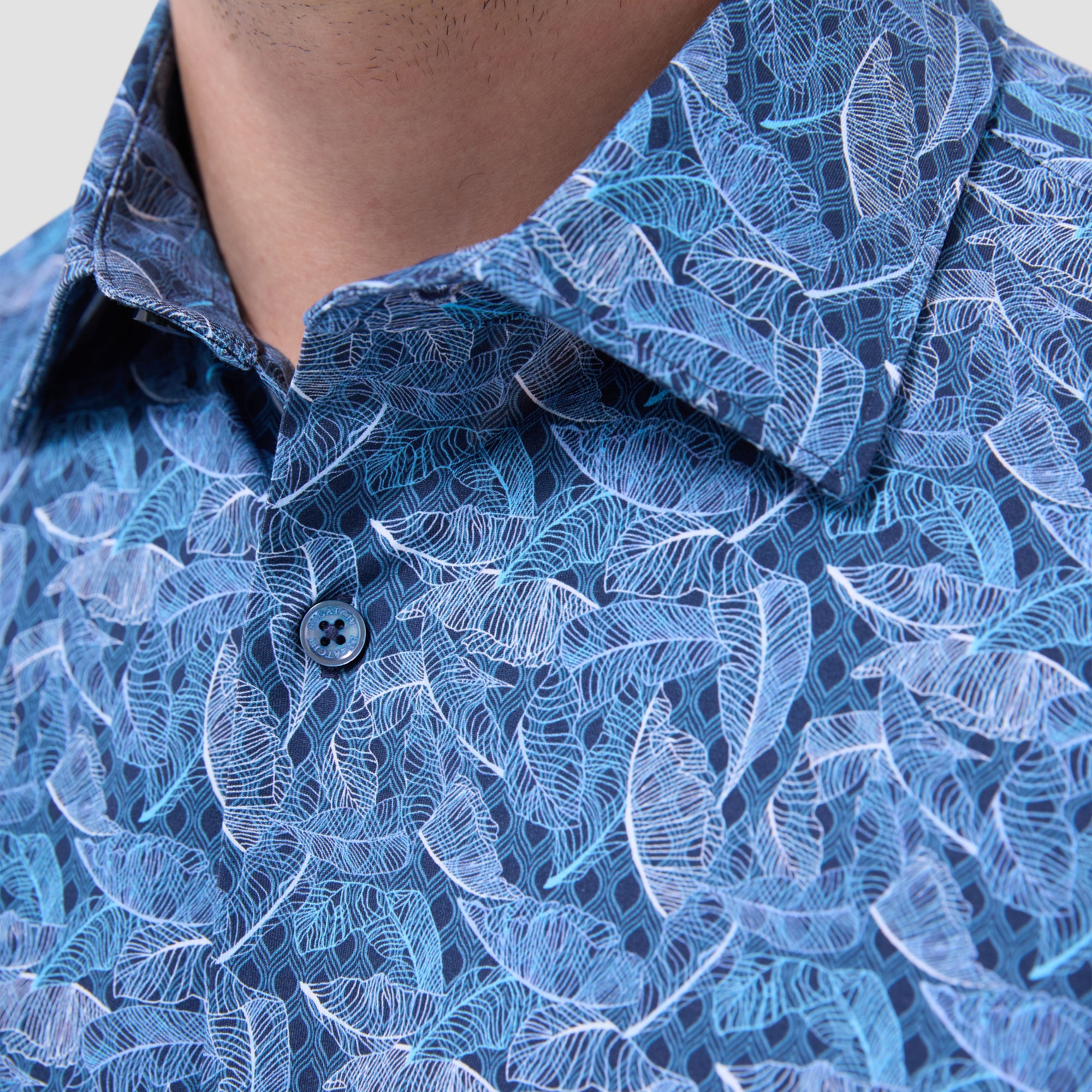 Milo Leaf Print OoohCotton Short-Sleeve Shirt