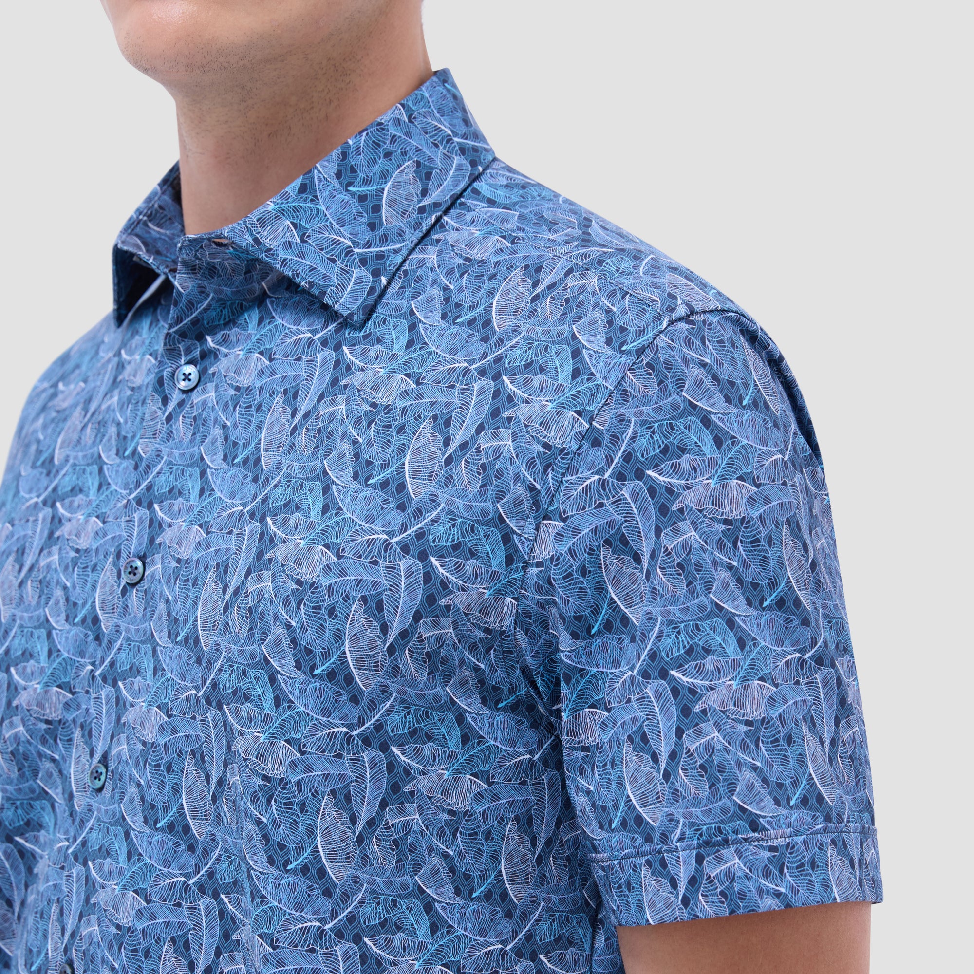Milo Leaf Print OoohCotton Short-Sleeve Shirt