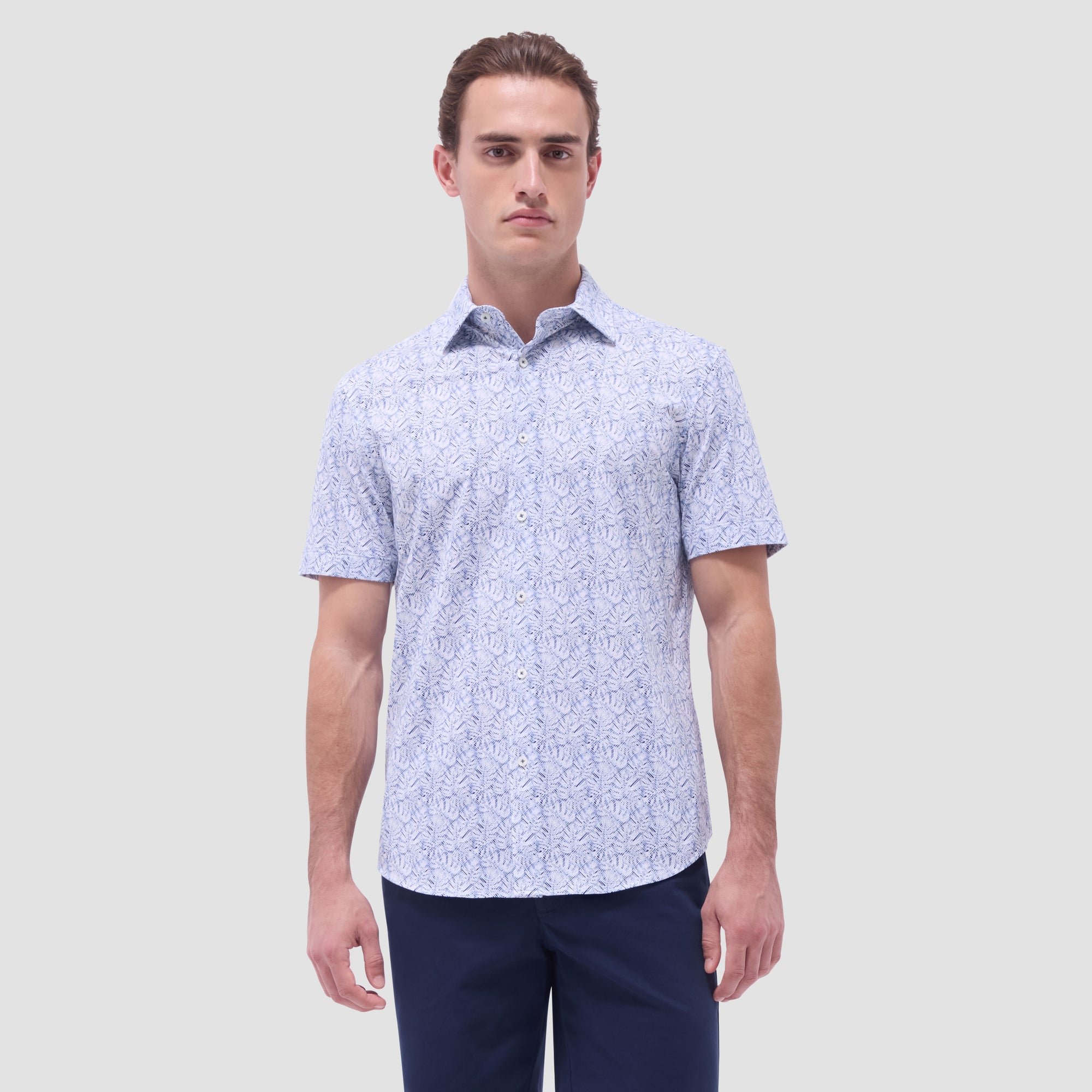 Miles Leaf Print OoohCotton Short-Sleeve Shirt