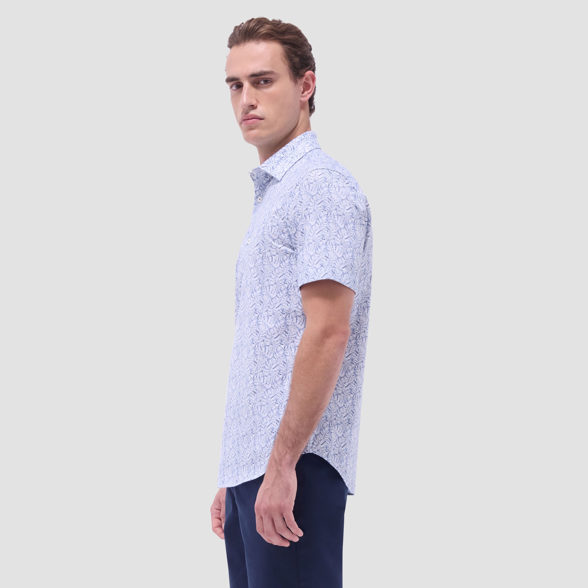 Miles Leaf Print OoohCotton Short-Sleeve Shirt