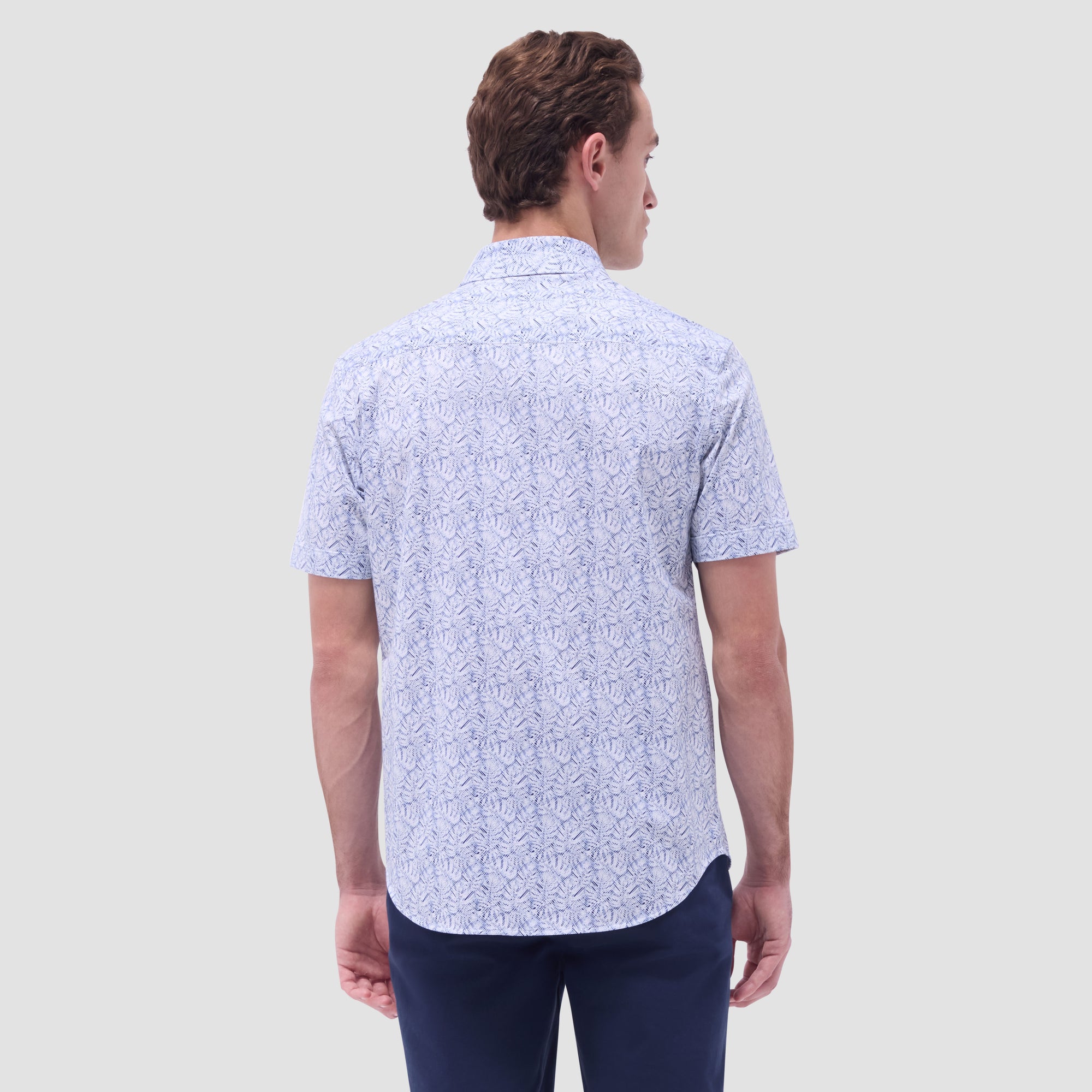 Miles Leaf Print OoohCotton Short-Sleeve Shirt