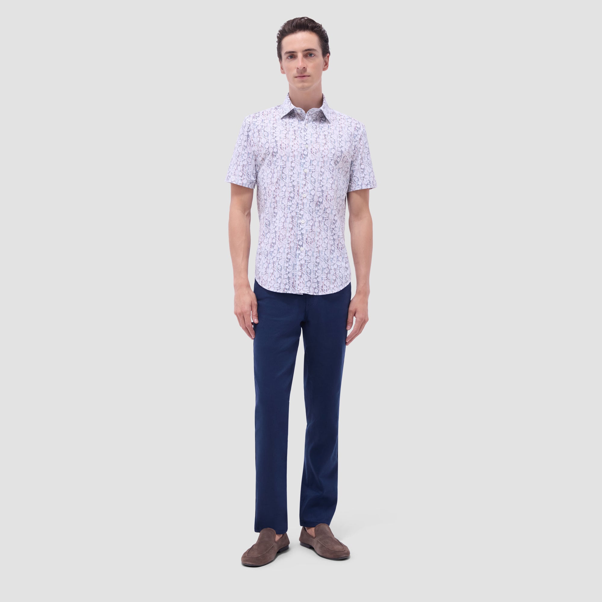 Miles Striped Floral OoohCotton Short-Sleeve Shirt