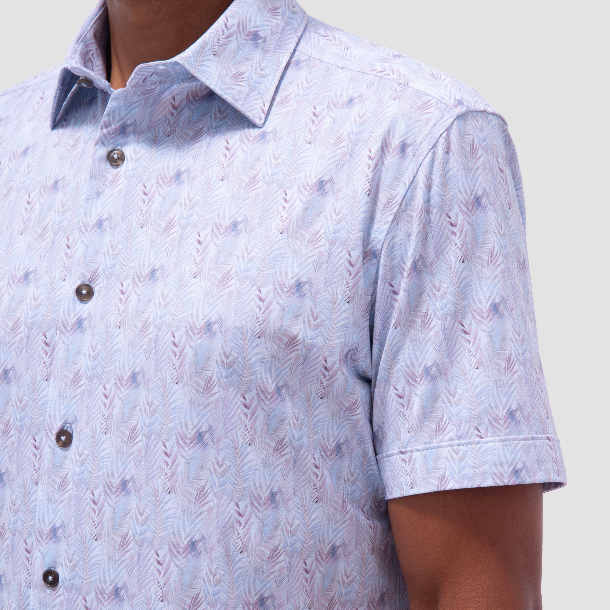Miles Leaf Print OoohCotton Short-Sleeve Shirt