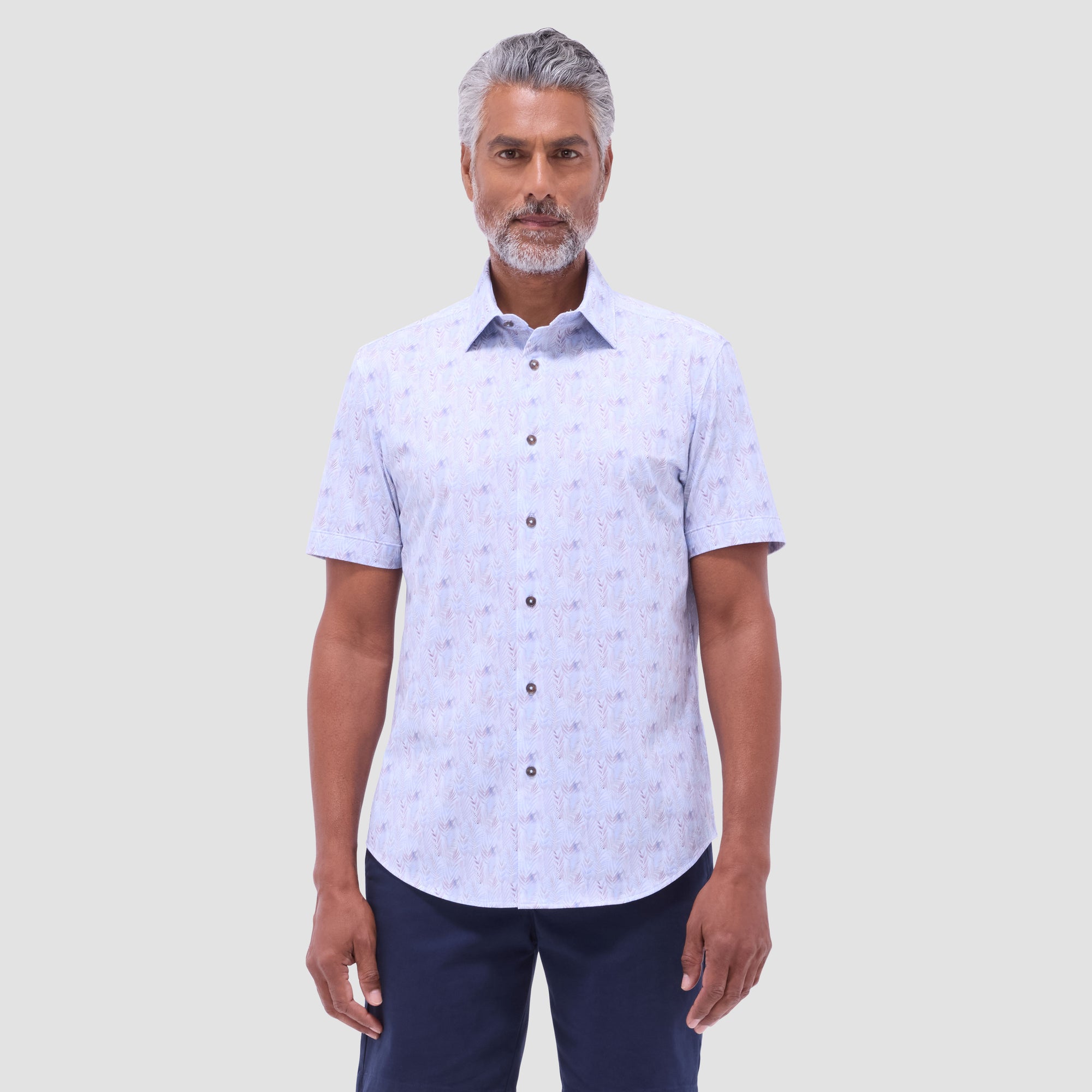 Miles Leaf Print OoohCotton Short-Sleeve Shirt