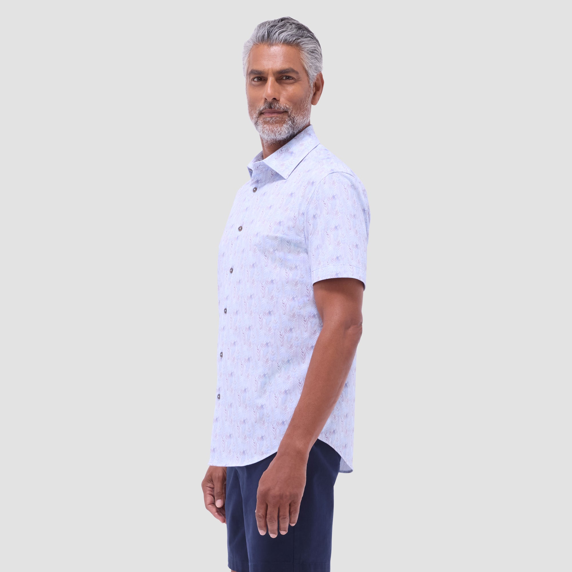 Miles Leaf Print OoohCotton Short-Sleeve Shirt