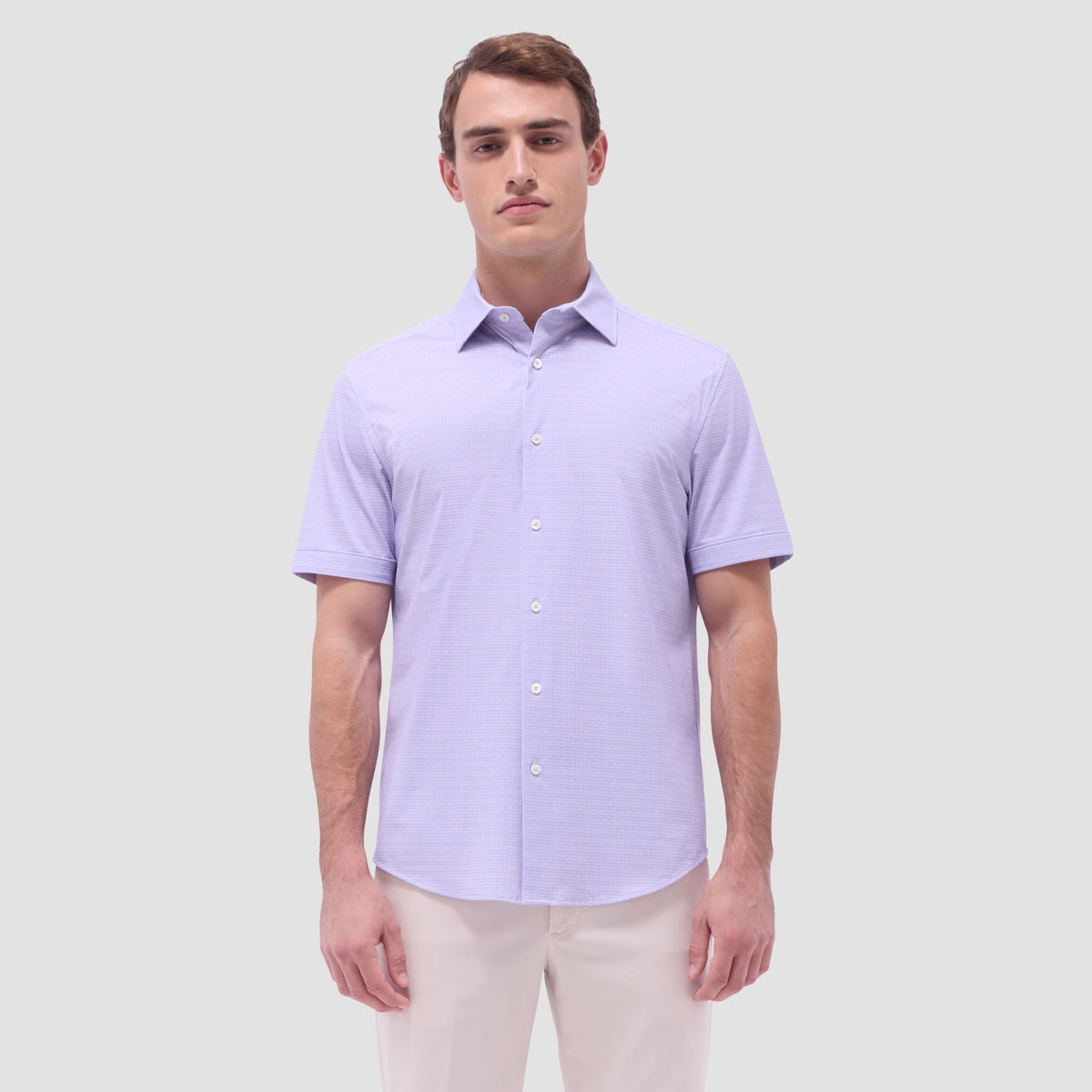 Miles Mini Check OoohCotton Short-Sleeve Shirt