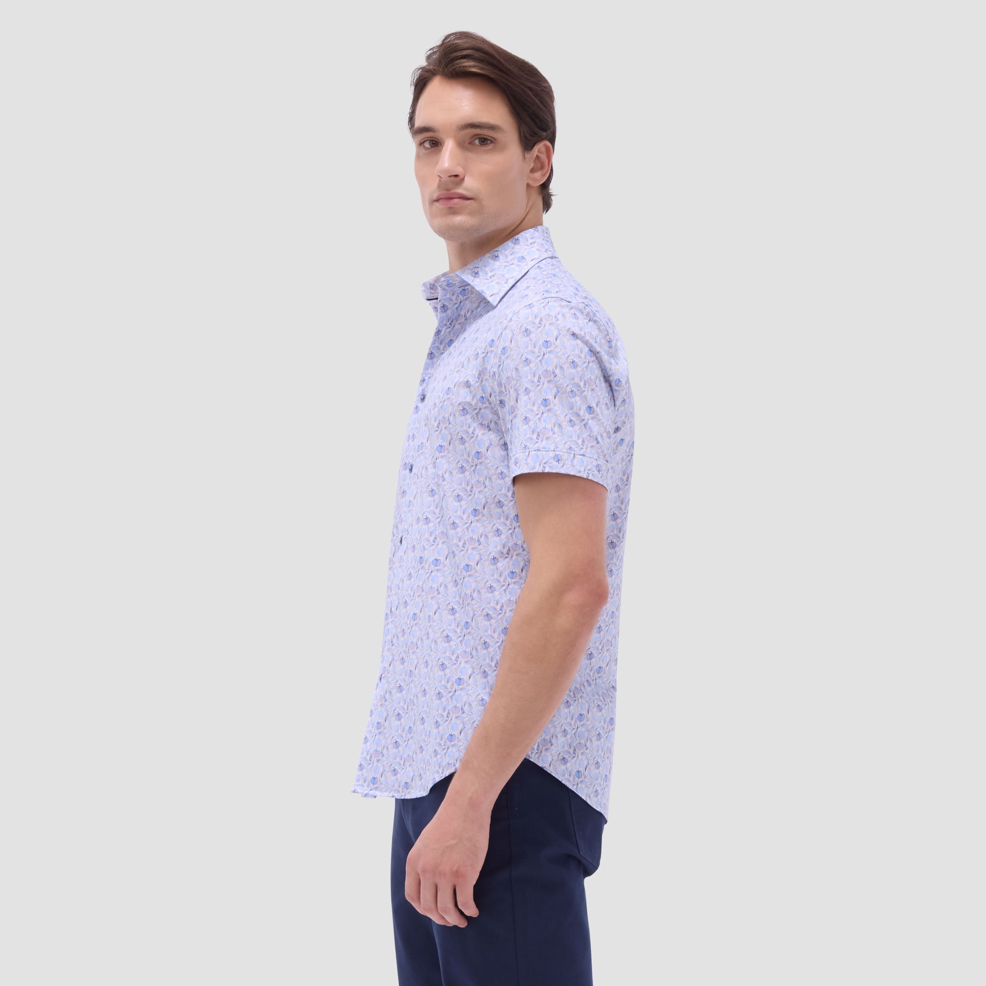 Miles Leaf Print OoohCotton Short-Sleeve Shirt