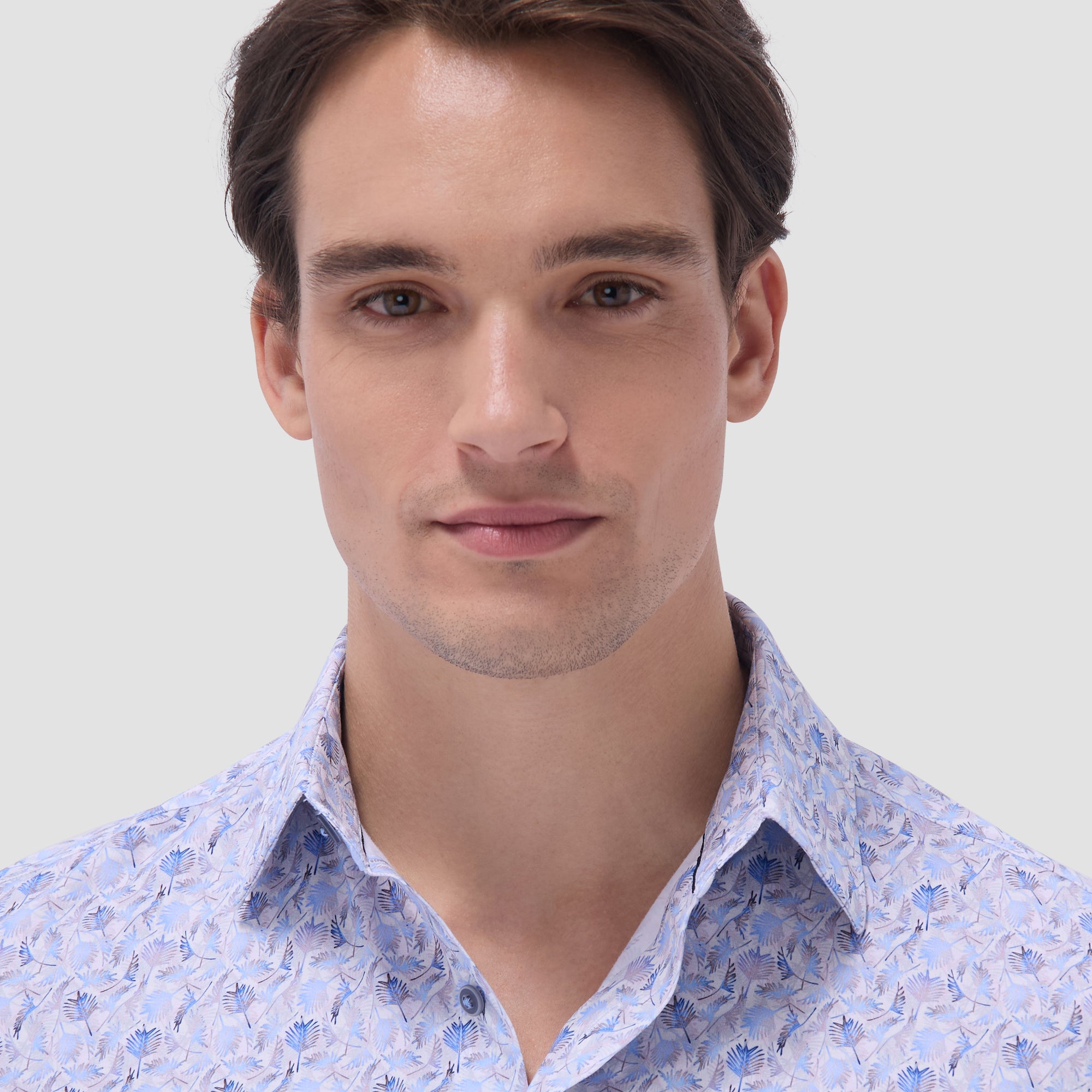 Miles Leaf Print OoohCotton Short-Sleeve Shirt