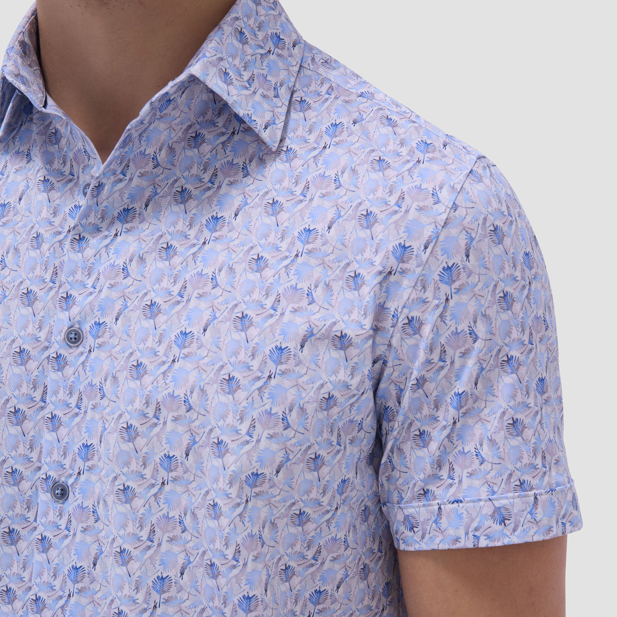 Miles Leaf Print OoohCotton Short-Sleeve Shirt