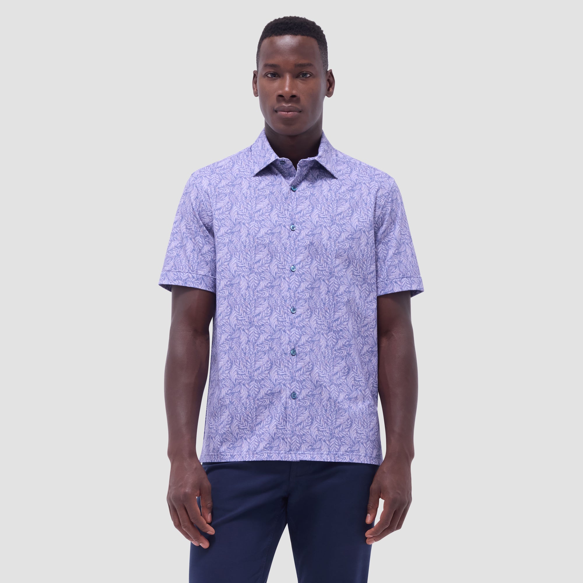 Milo Leaf Print OoohCotton Short-Sleeve Shirt
