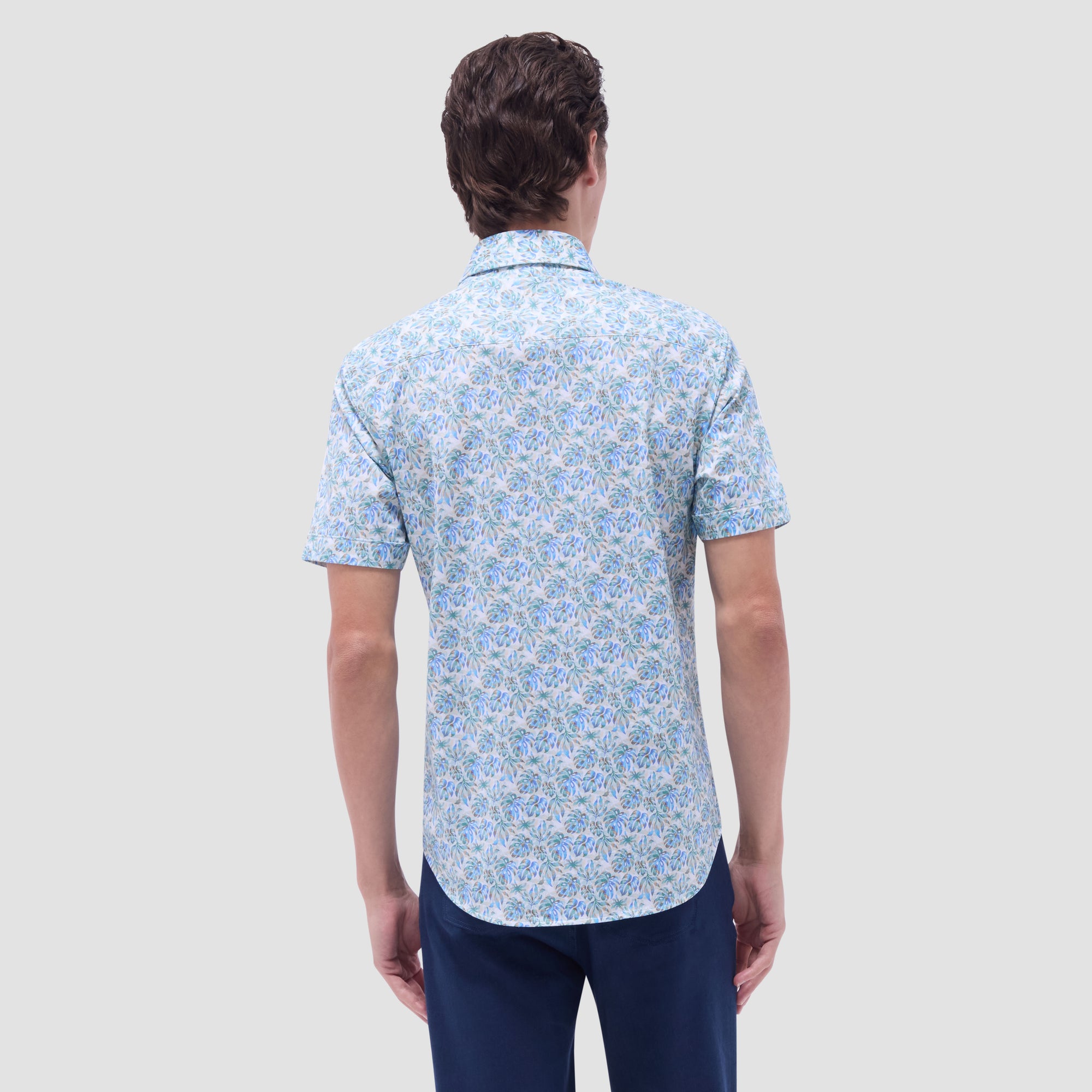 Miles Leaf Print OoohCotton Short-Sleeve Shirt