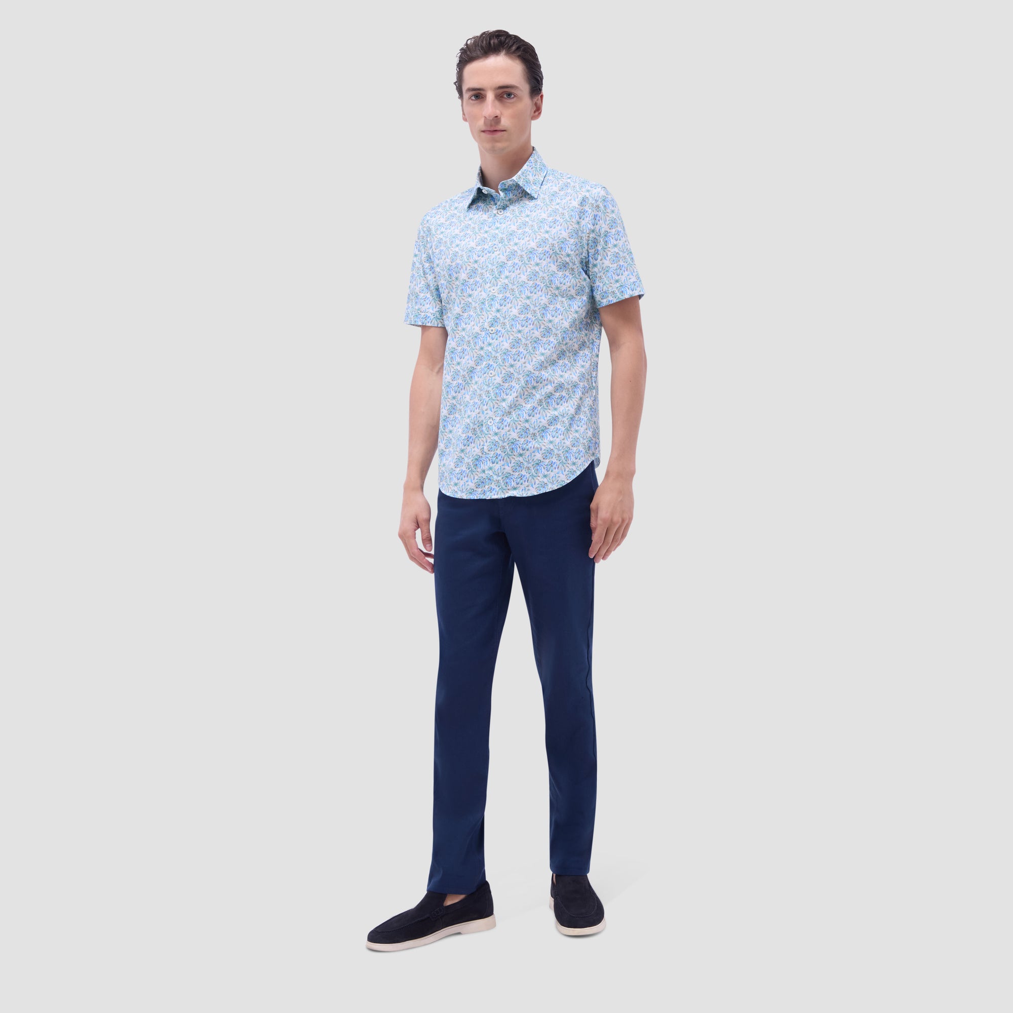 Miles Leaf Print OoohCotton Short-Sleeve Shirt