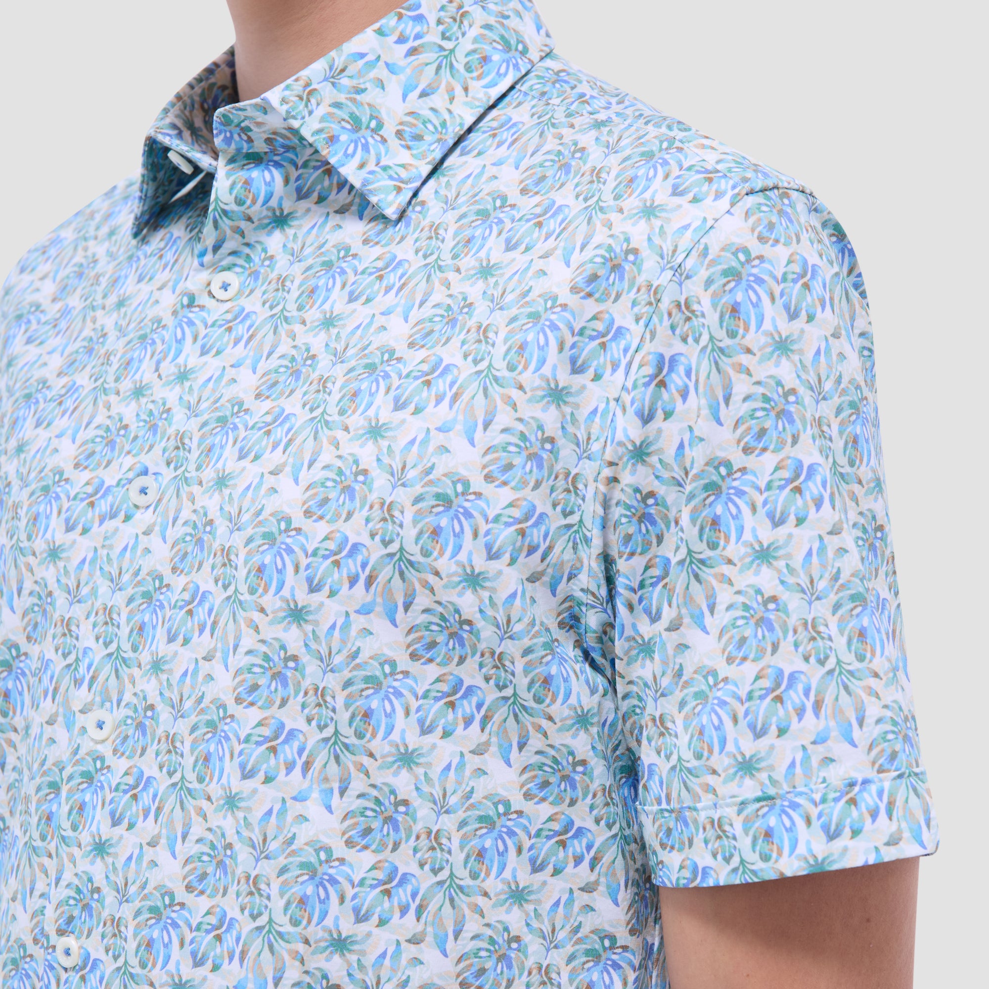 Miles Leaf Print OoohCotton Short-Sleeve Shirt