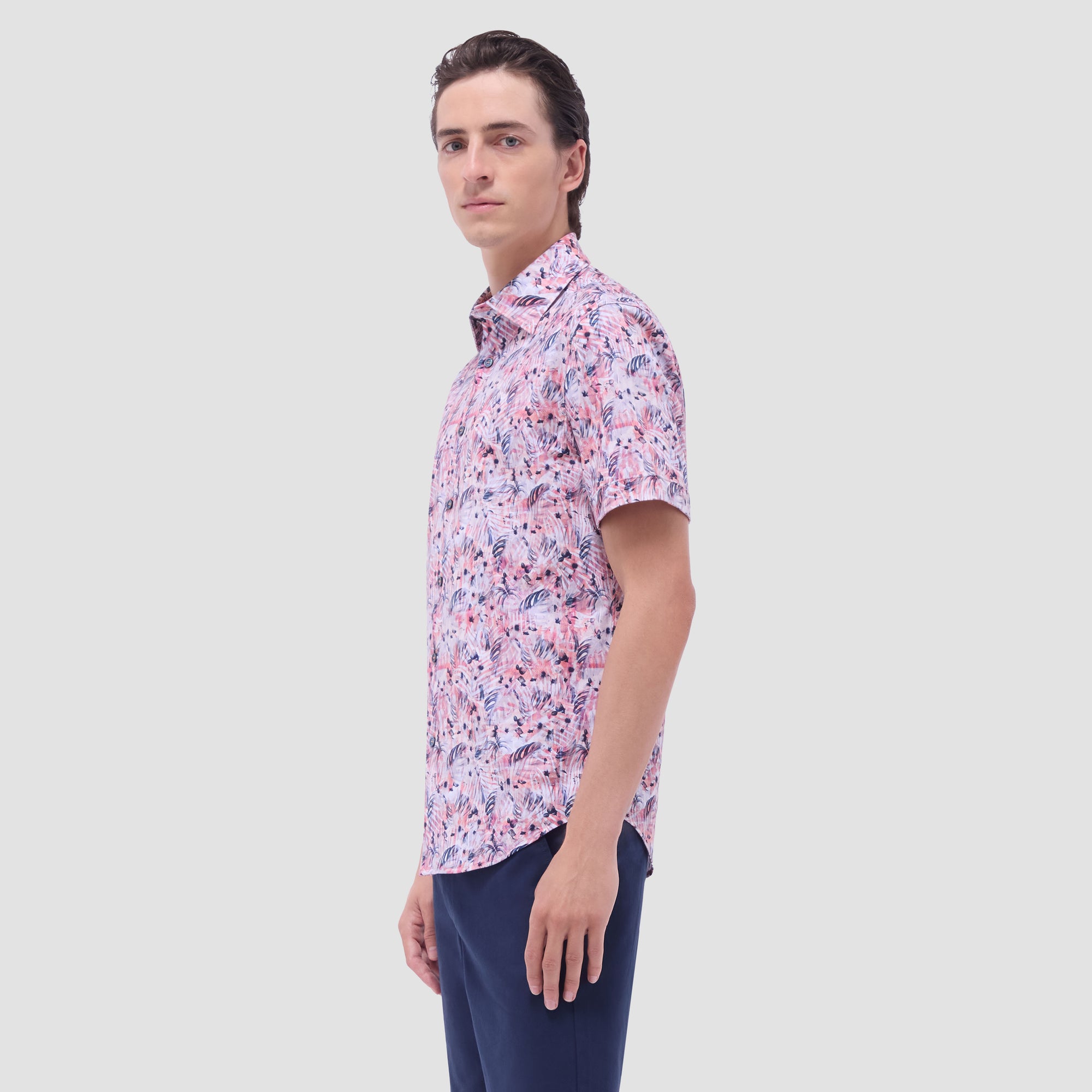 Miles Leaf Print OoohCotton Short-Sleeve Shirt