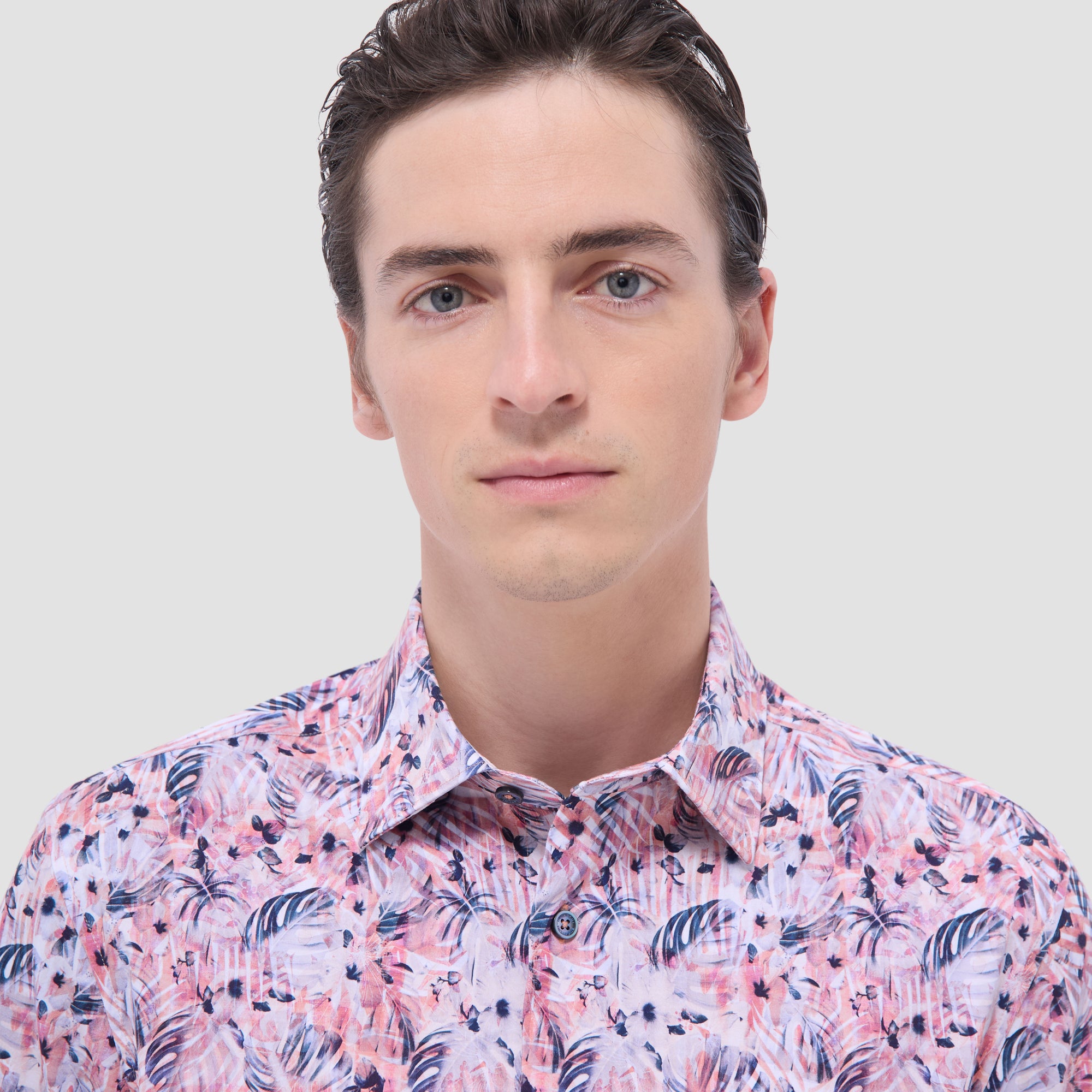 Miles Leaf Print OoohCotton Short-Sleeve Shirt