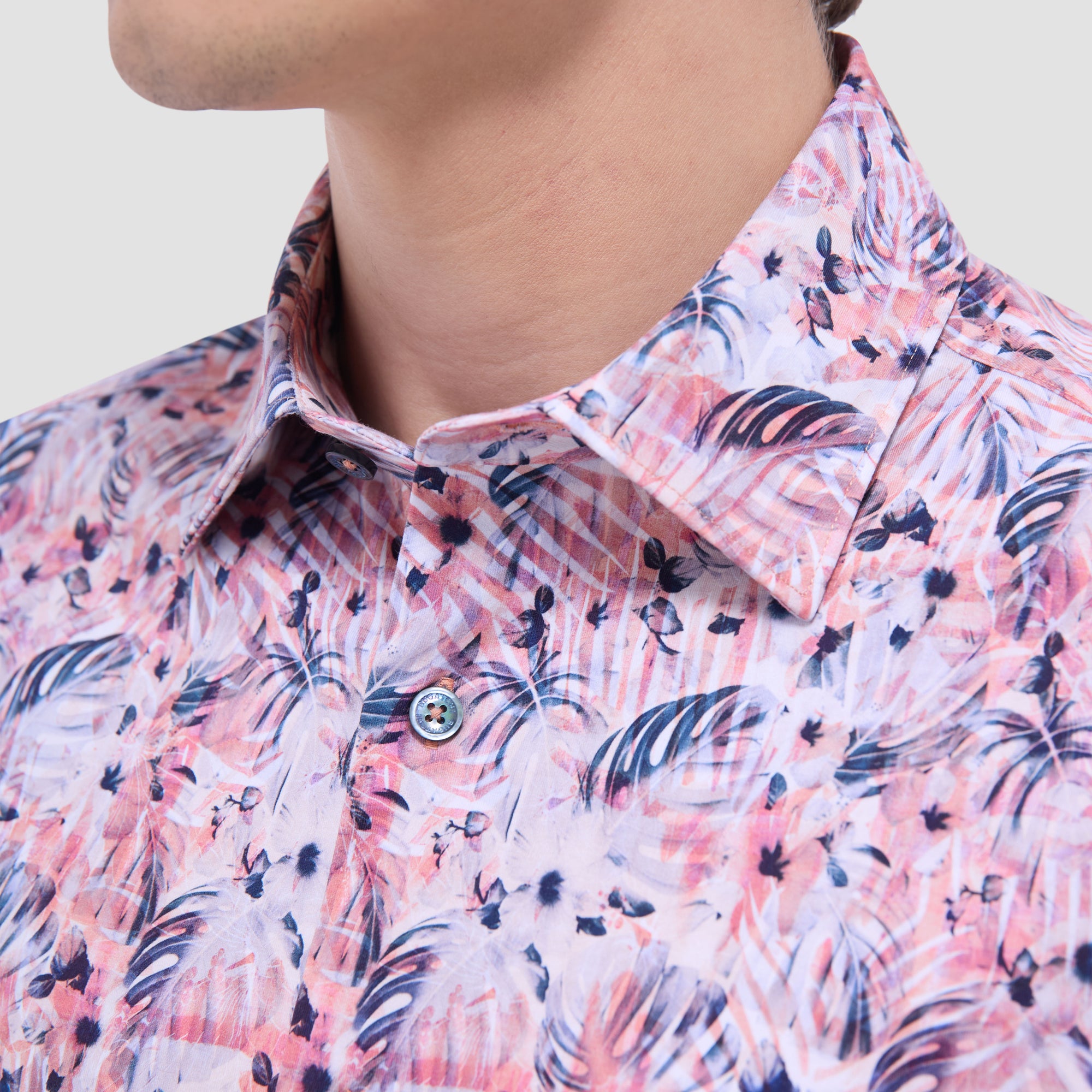 Miles Leaf Print OoohCotton Short-Sleeve Shirt