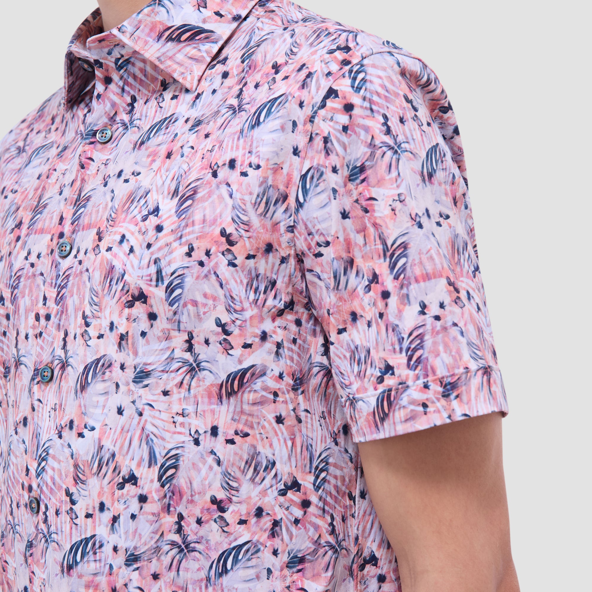 Miles Leaf Print OoohCotton Short-Sleeve Shirt