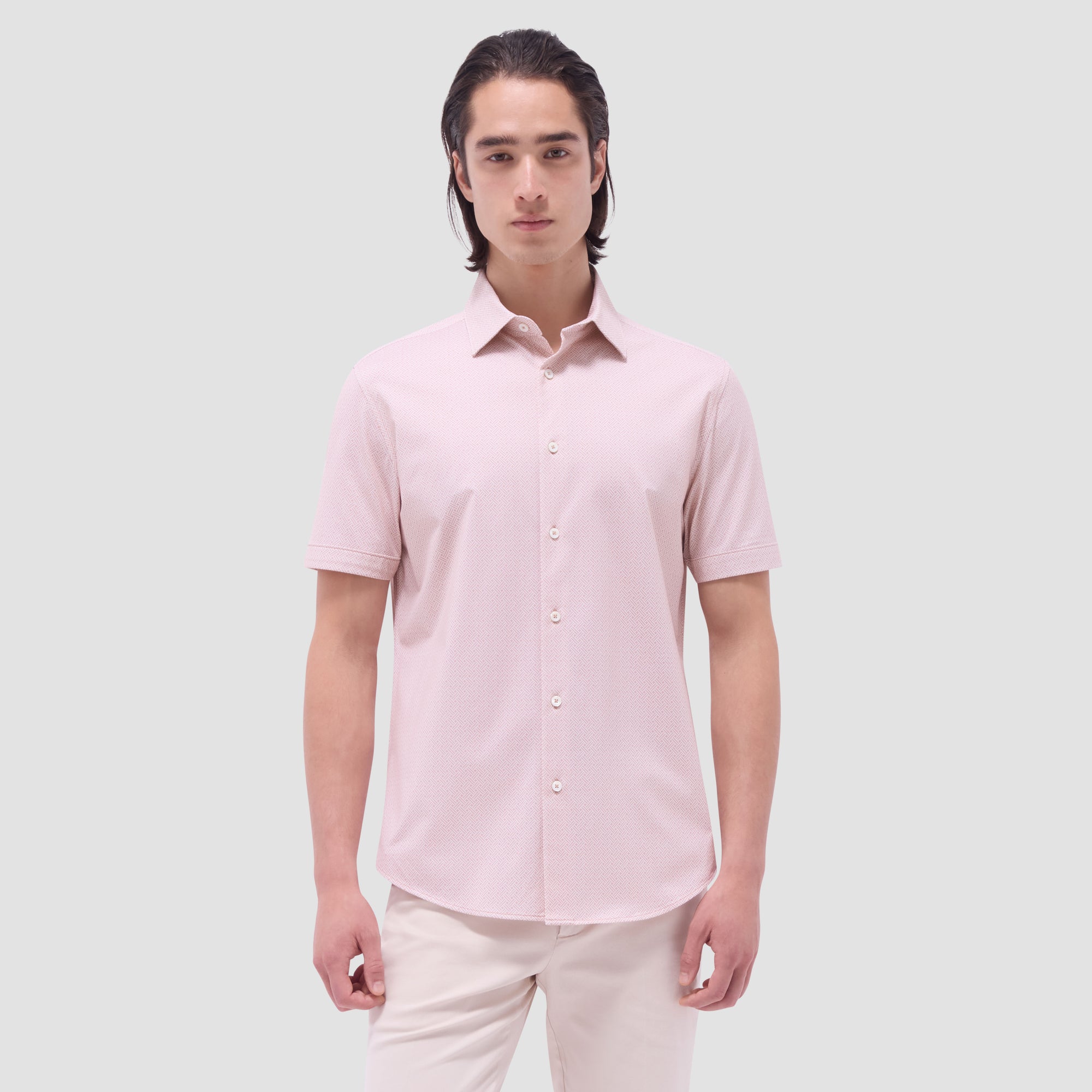 Miles Basketweave OoohCotton Short-Sleeve Shirt