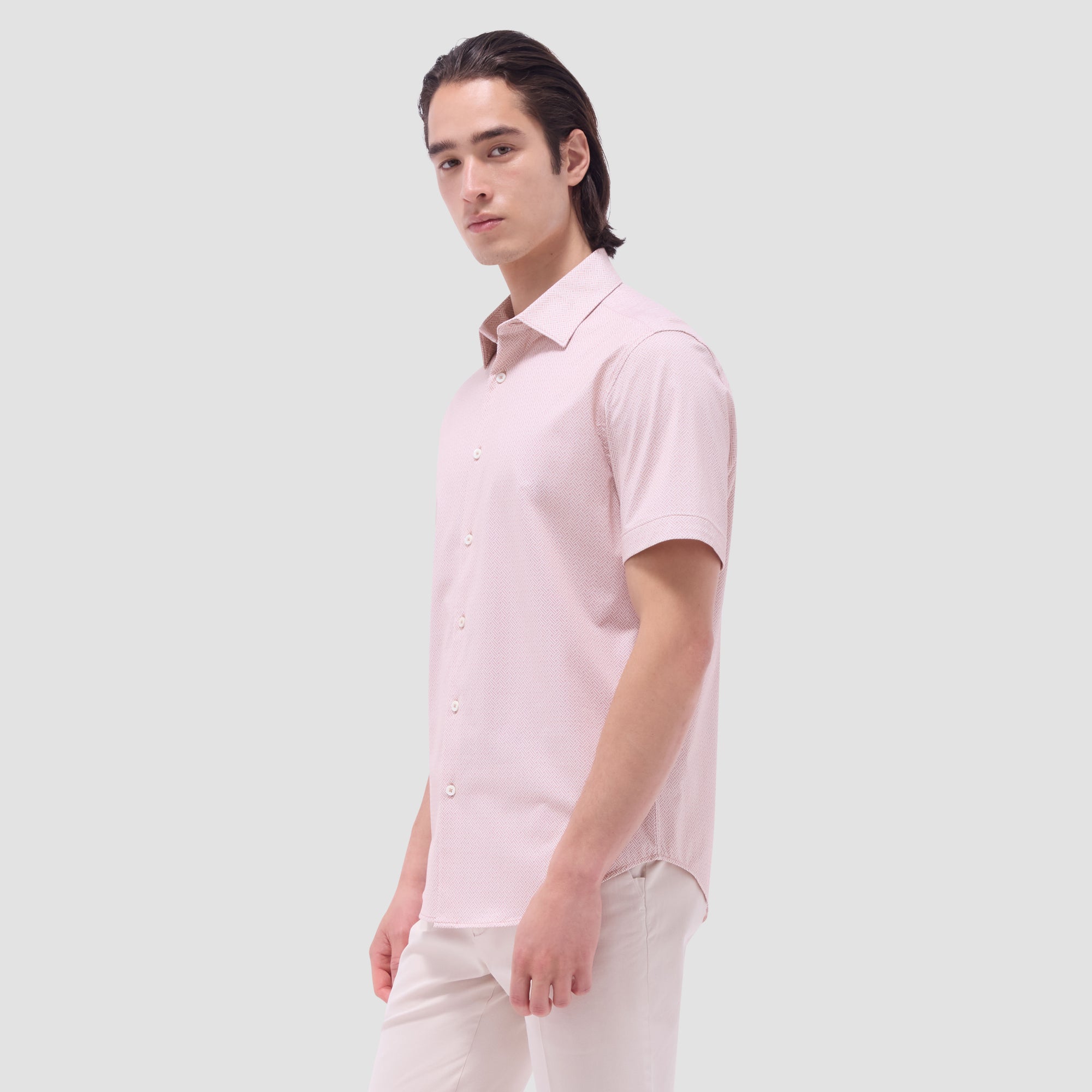 Miles Basketweave OoohCotton Short-Sleeve Shirt