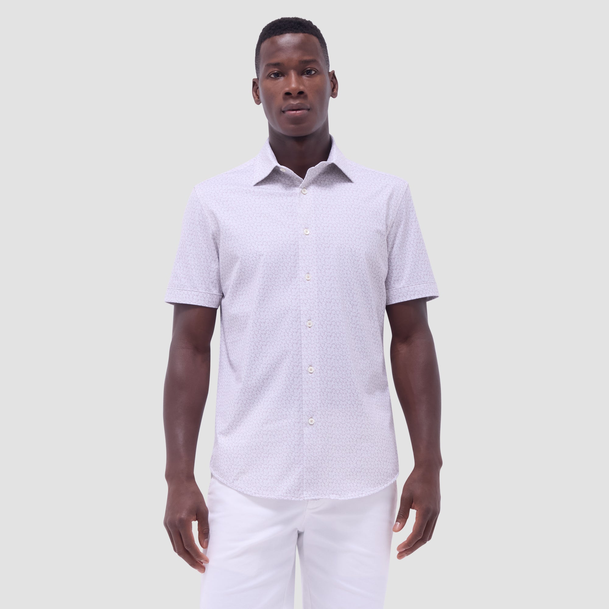 Miles Leaf Print OoohCotton Short-Sleeve Shirt