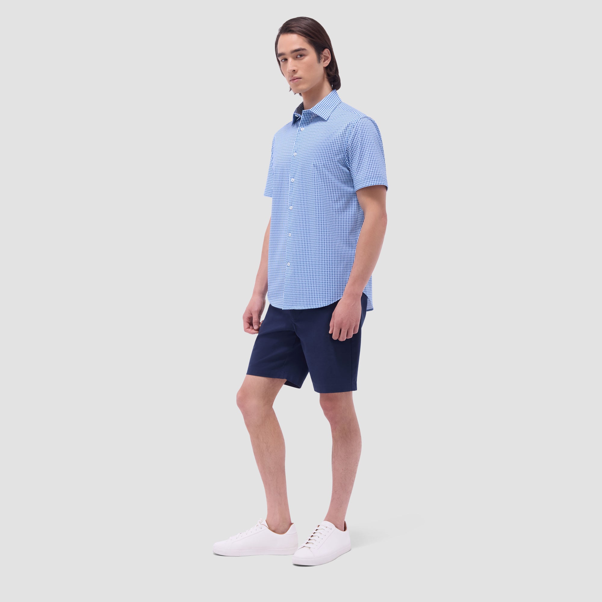 Miles Gingham Check OoohCotton Short-Sleeve Shirt