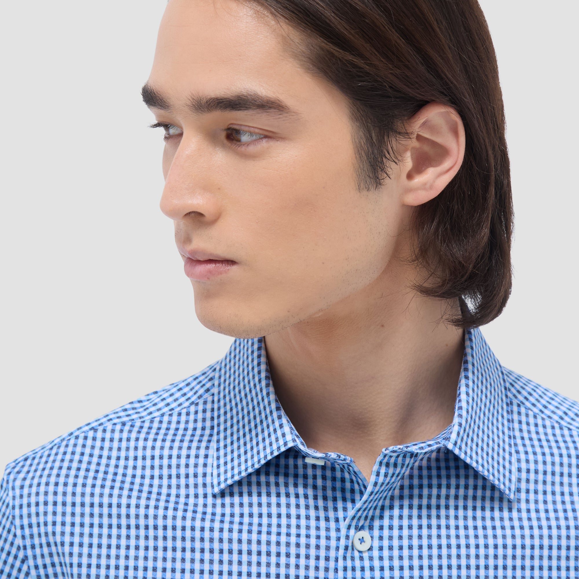 Miles Gingham Check OoohCotton Short-Sleeve Shirt