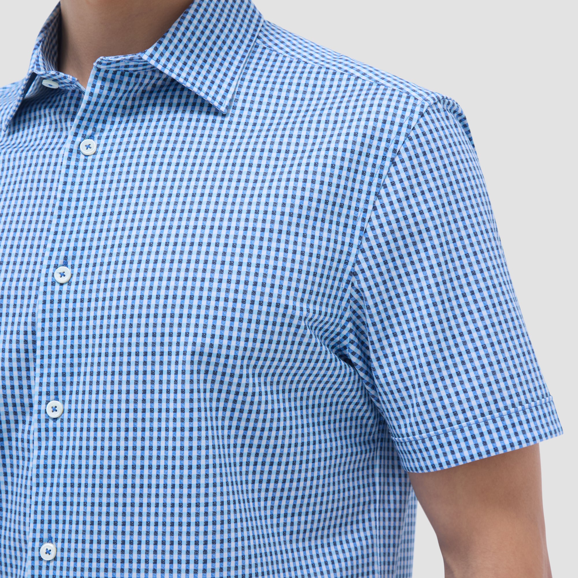 Miles Gingham Check OoohCotton Short-Sleeve Shirt