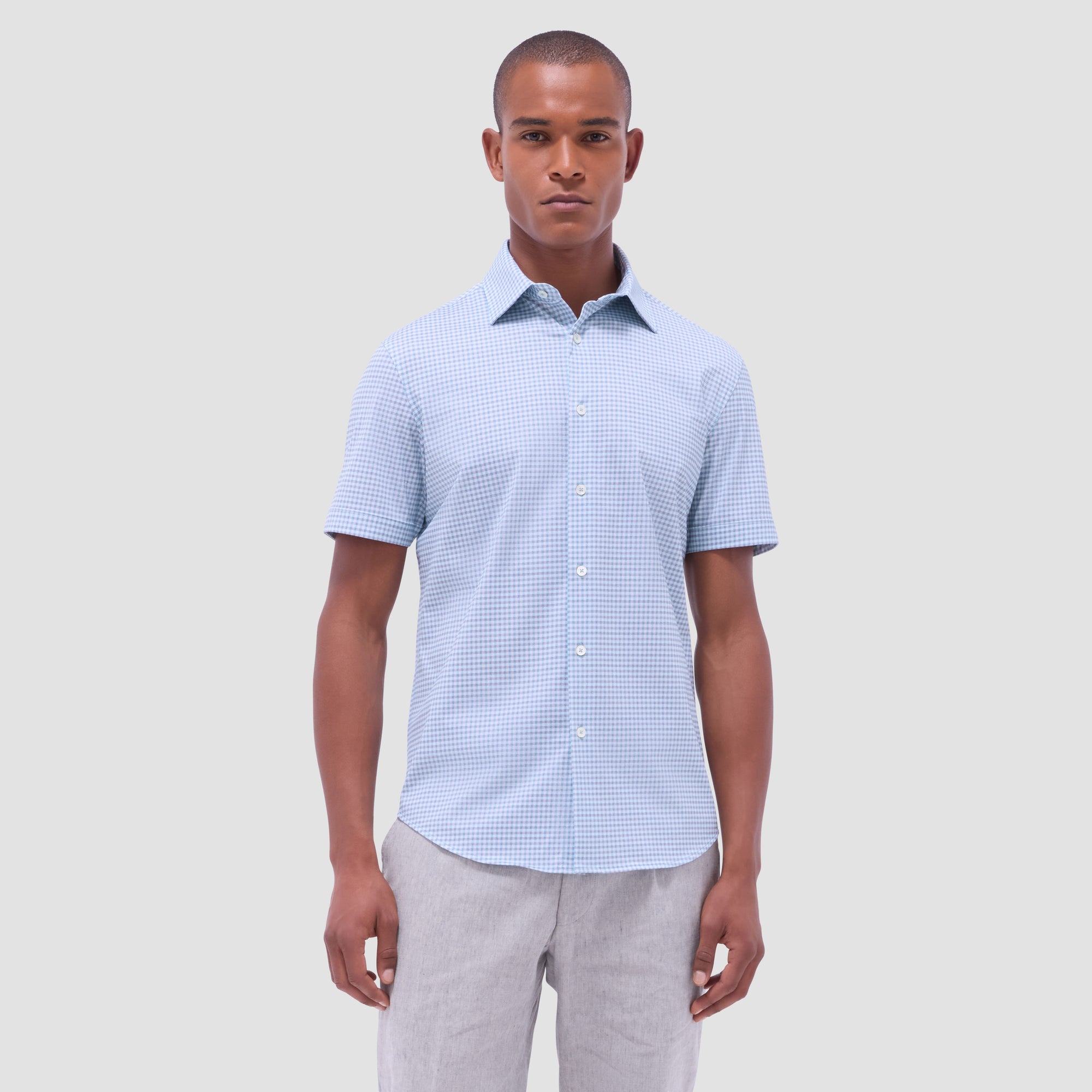 Miles Gingham Check OoohCotton Short-Sleeve Shirt
