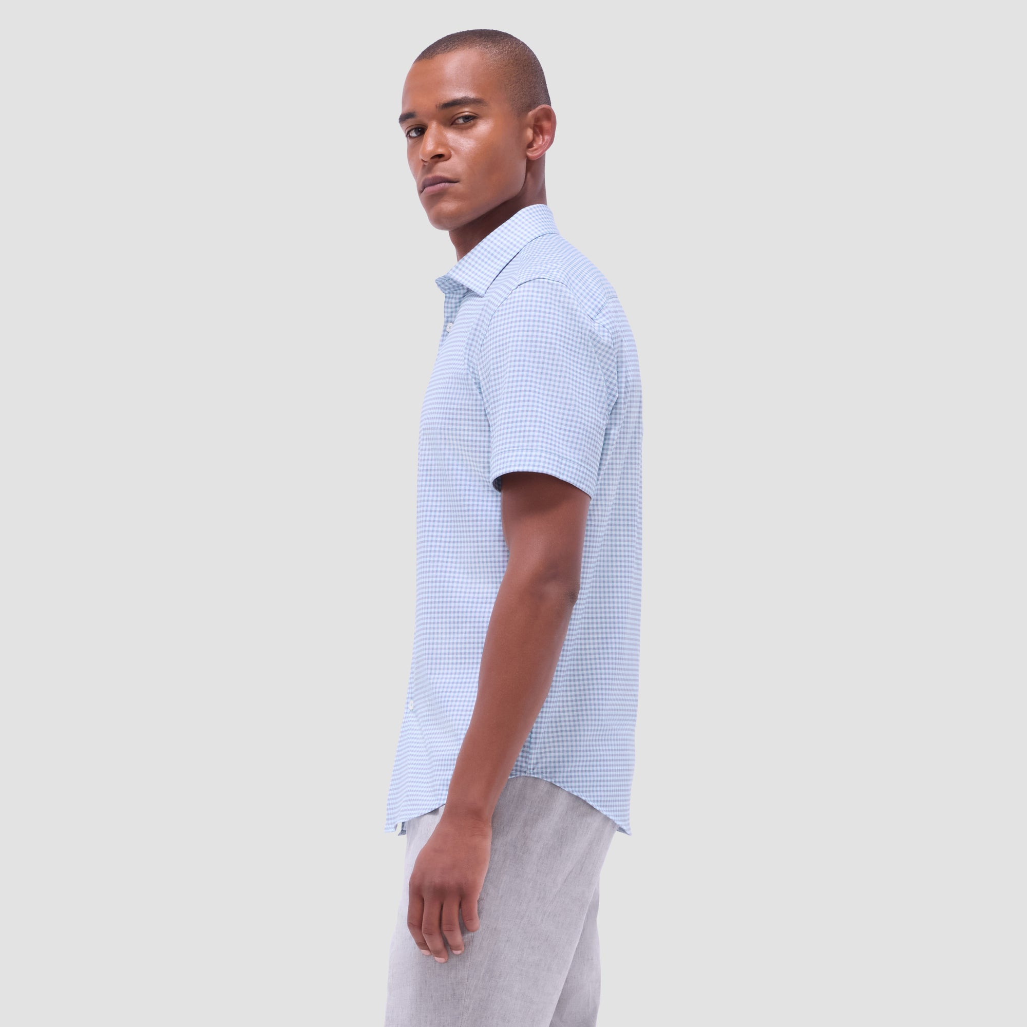 Miles Gingham Check OoohCotton Short-Sleeve Shirt