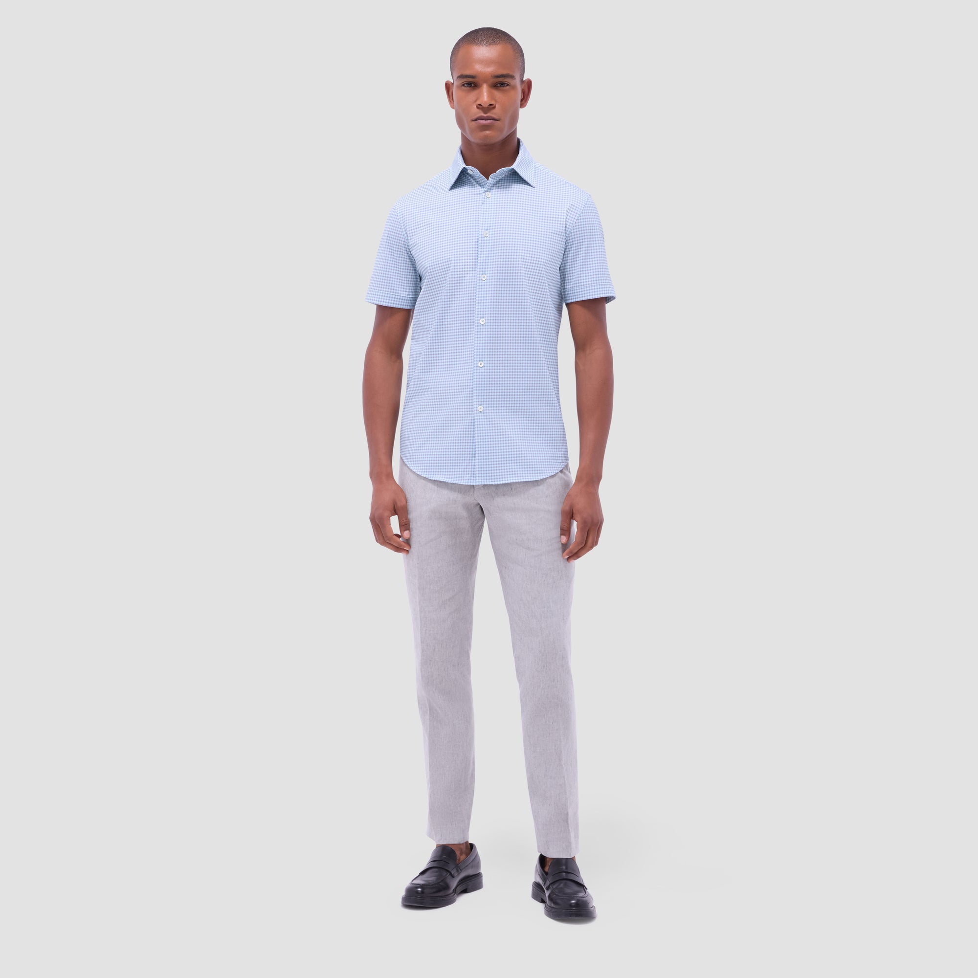 Miles Gingham Check OoohCotton Short-Sleeve Shirt