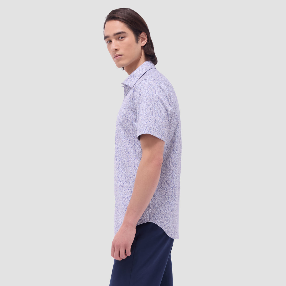 Myron Double-Sided Leaf & Check OoohCotton Short-Sleeve Shirt