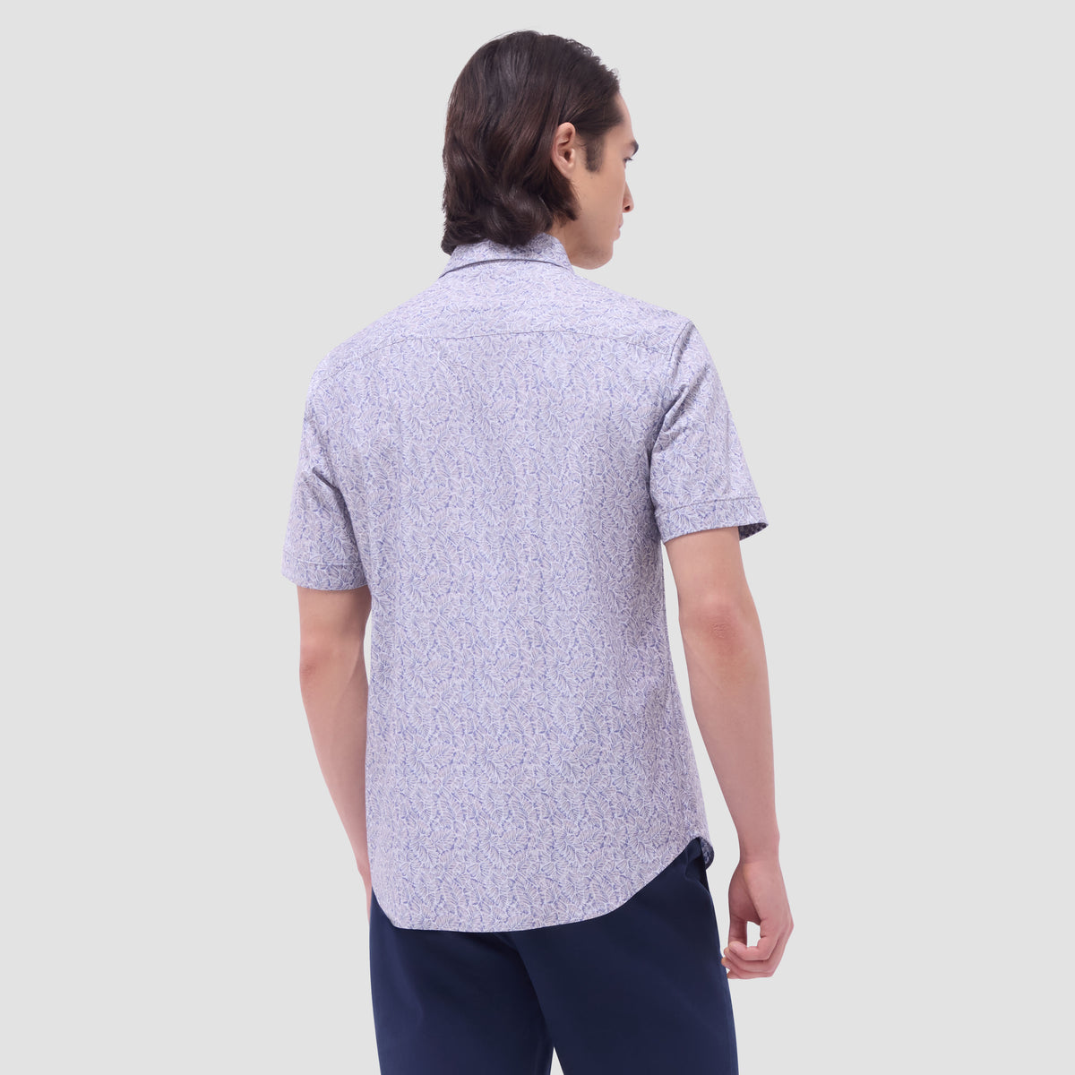 Myron Double-Sided Leaf & Check OoohCotton Short-Sleeve Shirt