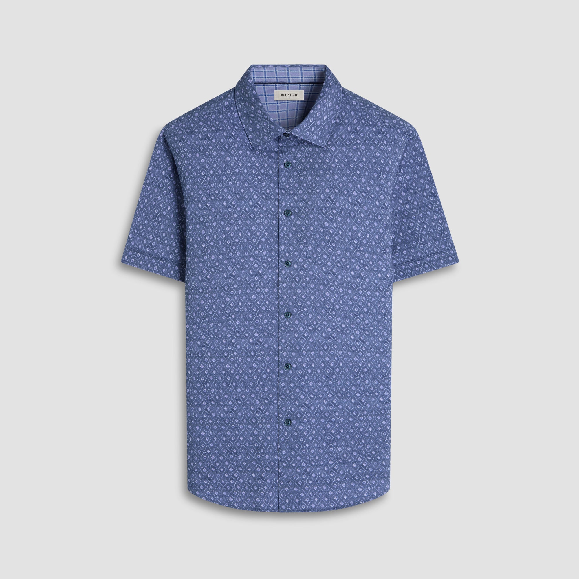 Myron Double-Sided Diamond & Check OoohCotton Short-Sleeve Shirt