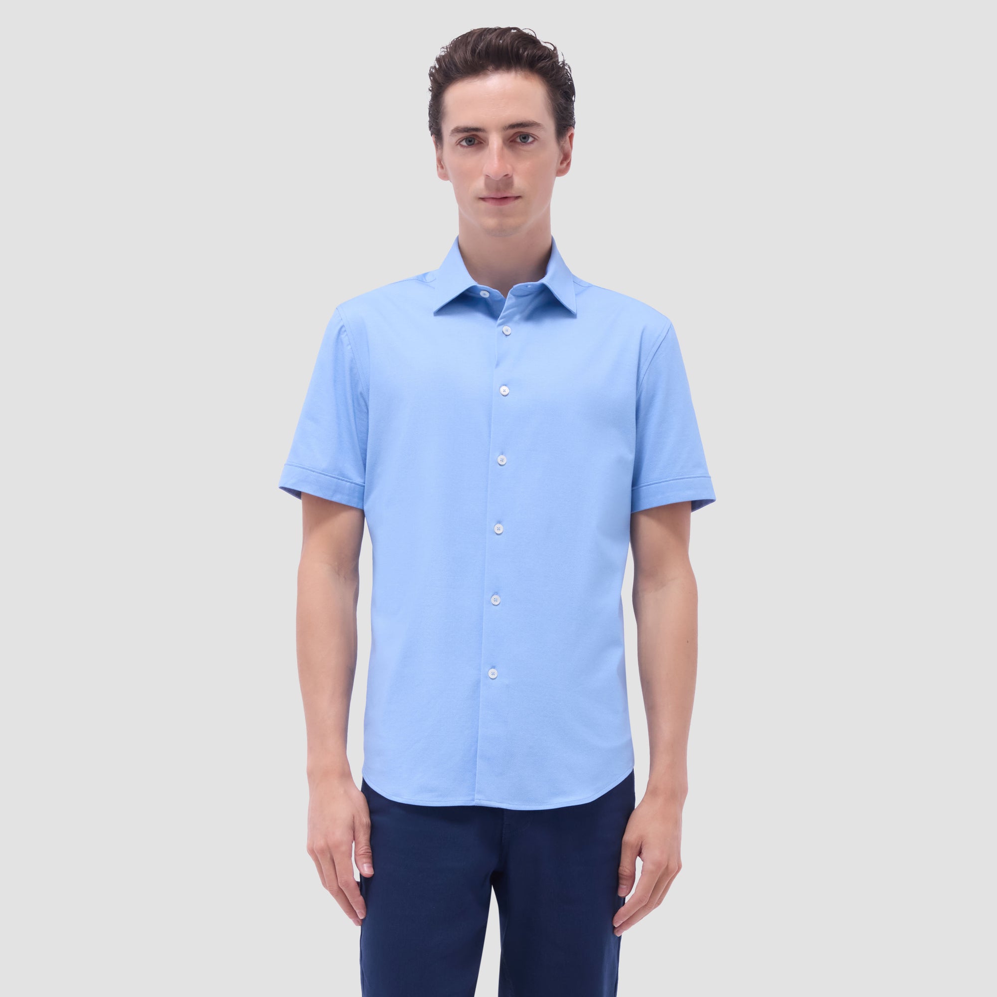 Myron Double-Sided Herringbone & Solid OoohCotton Short-Sleeve Shirt