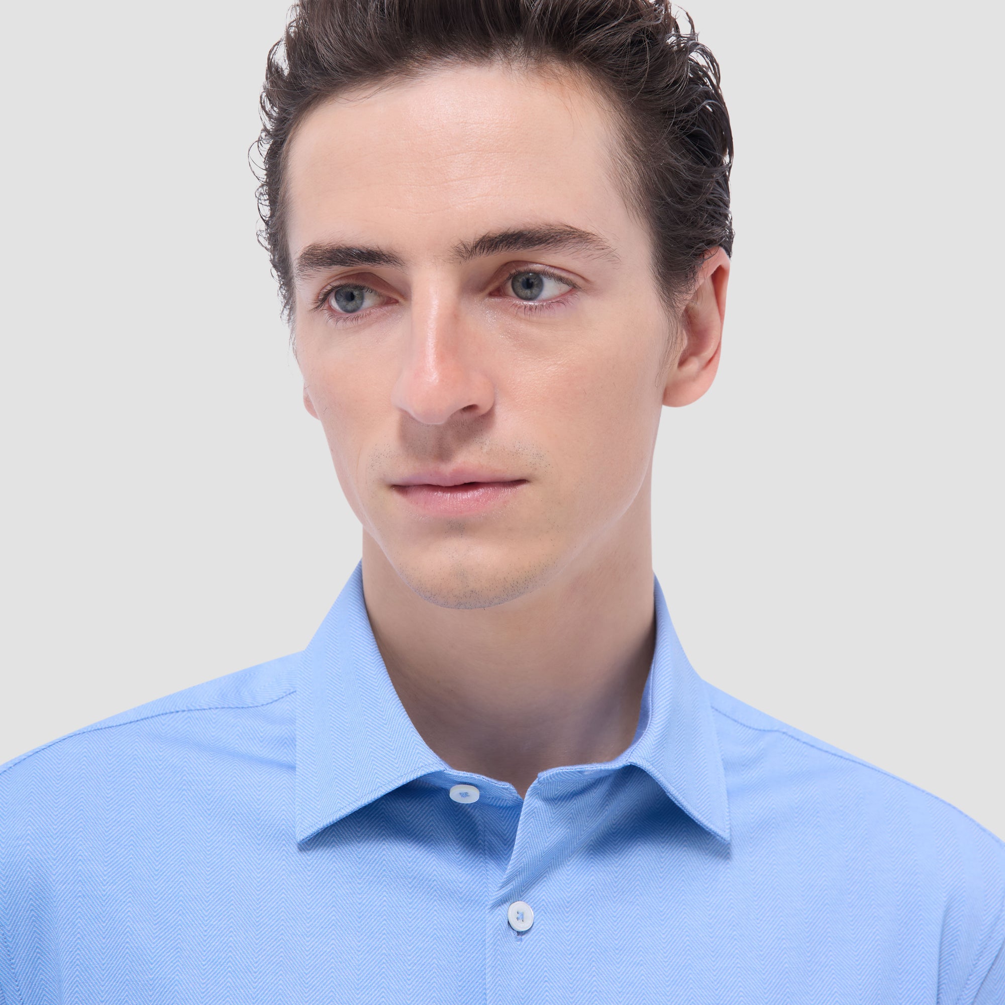 Myron Double-Sided Herringbone & Solid OoohCotton Short-Sleeve Shirt