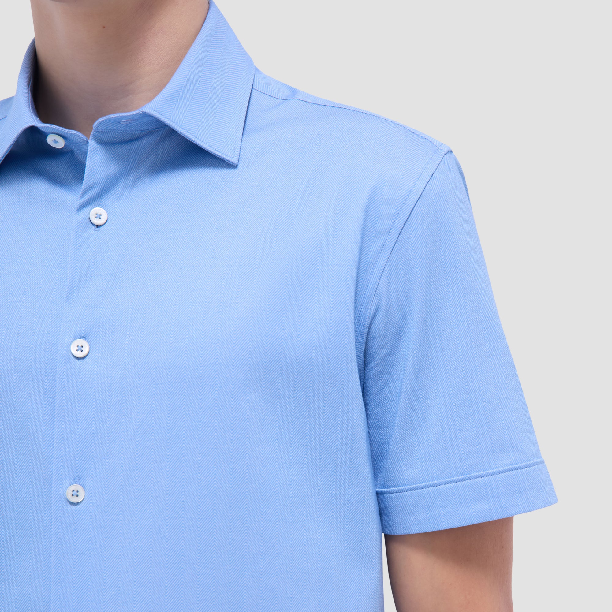 Myron Double-Sided Herringbone & Solid OoohCotton Short-Sleeve Shirt