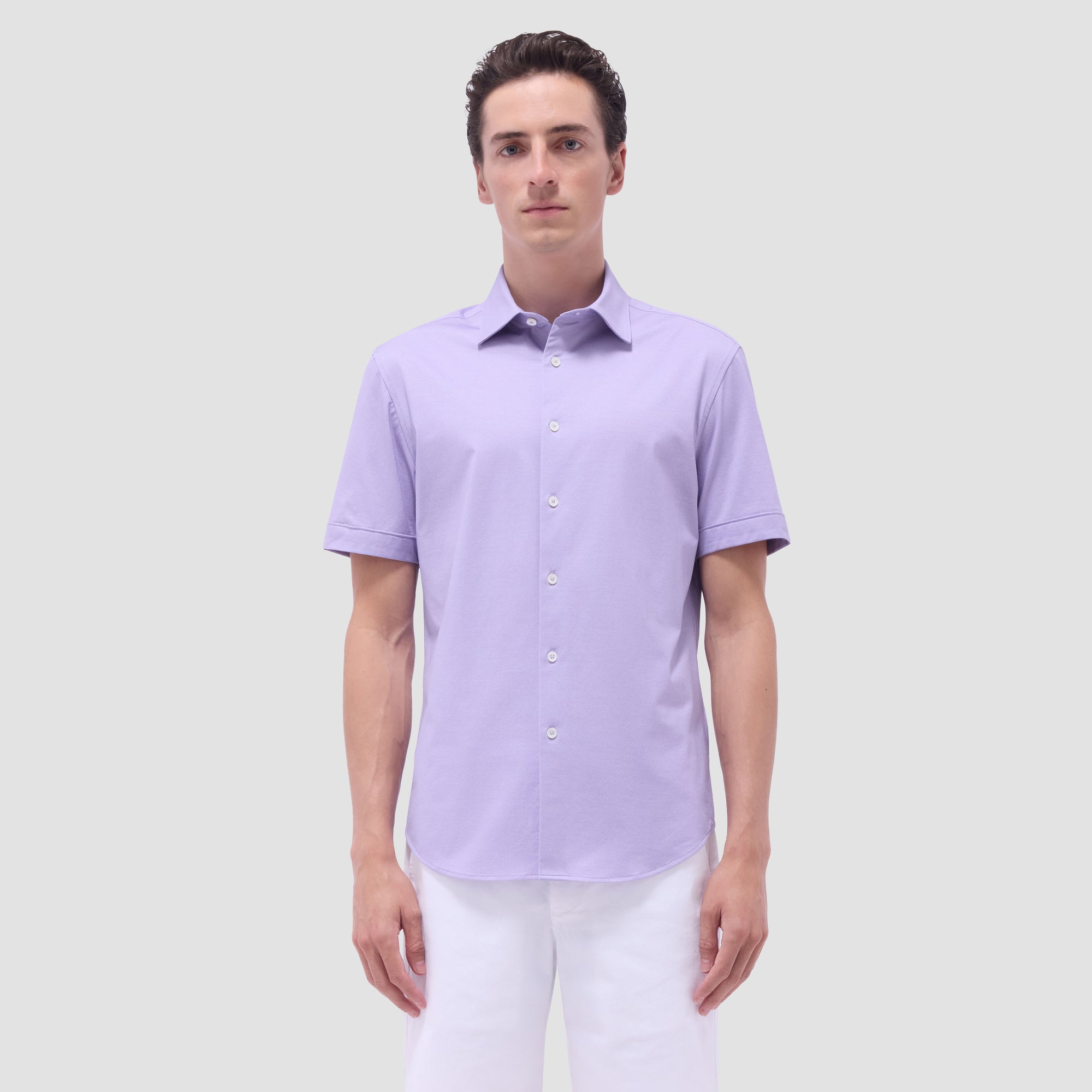 Myron Double-Sided Herringbone & Solid OoohCotton Short-Sleeve Shirt