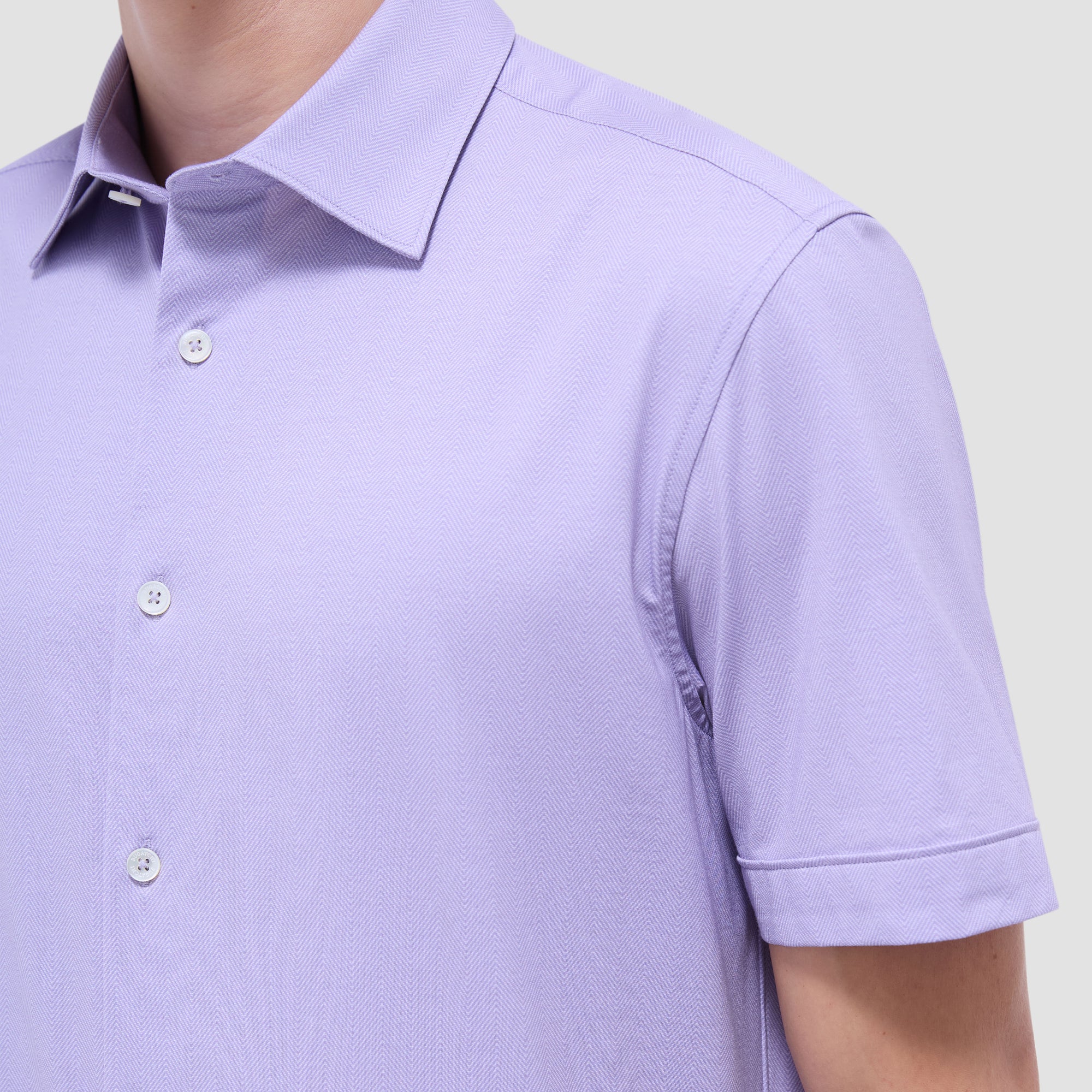 Myron Double-Sided Herringbone & Solid OoohCotton Short-Sleeve Shirt