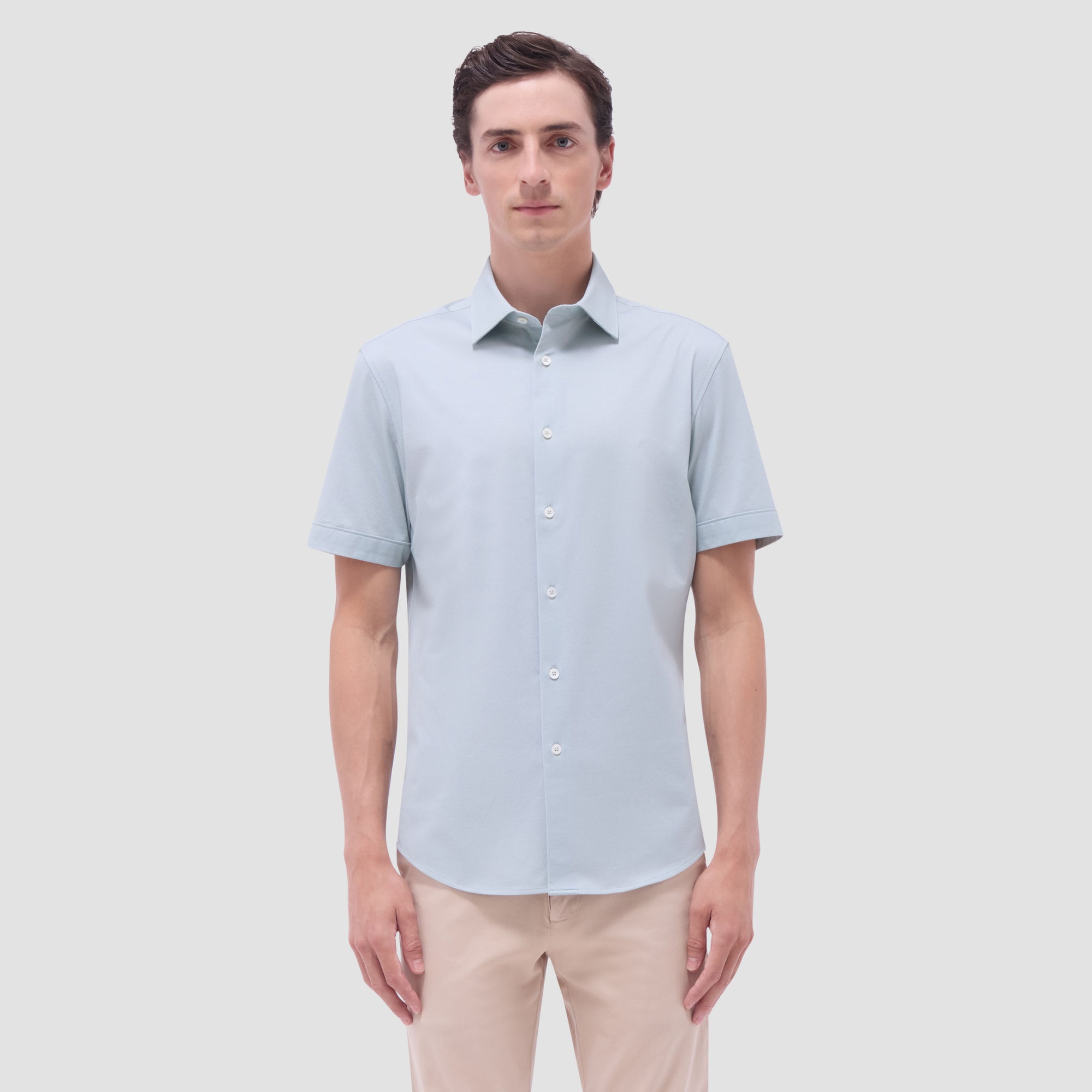 Myron Double-Sided Herringbone & Solid OoohCotton Short-Sleeve Shirt