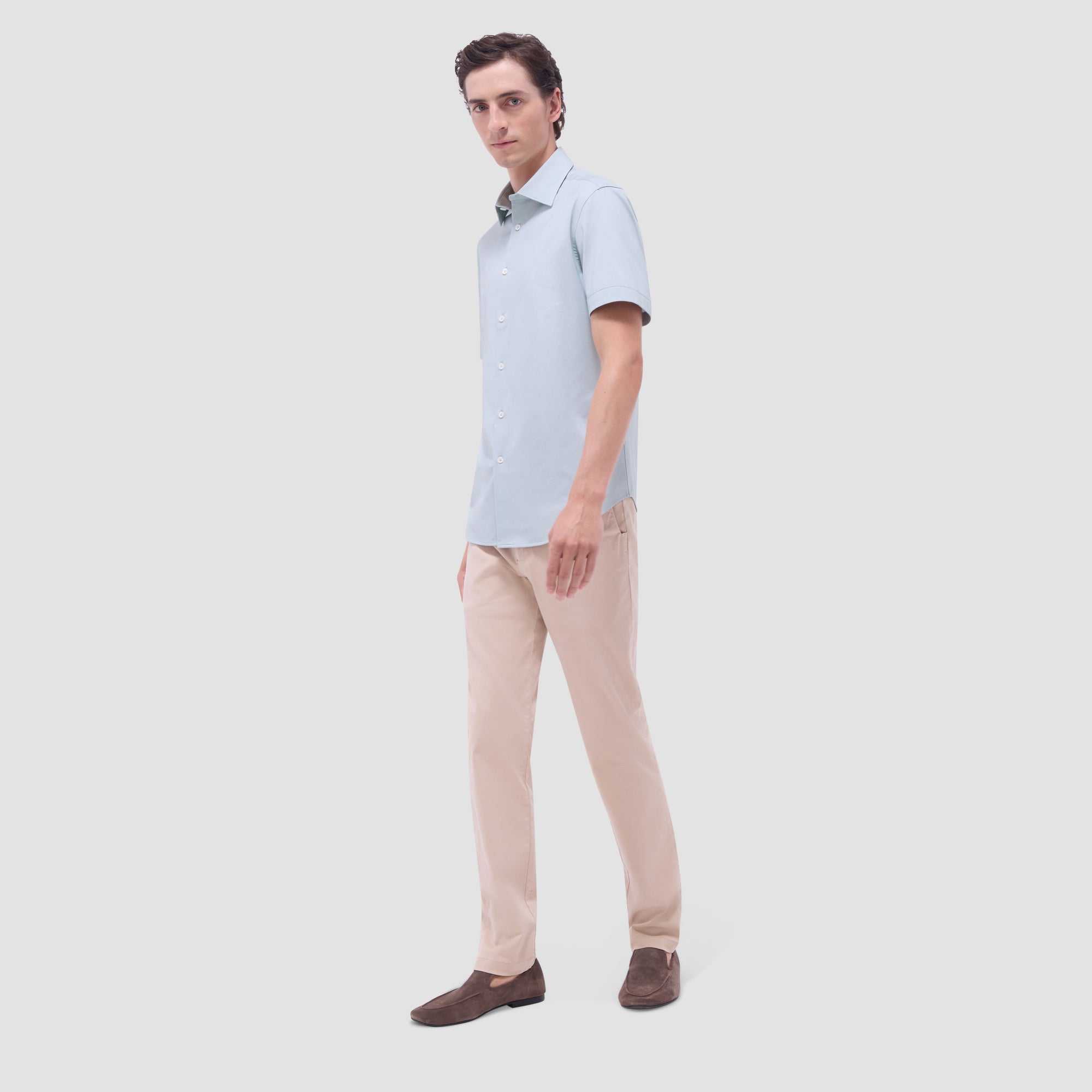 Myron Double-Sided Herringbone & Solid OoohCotton Short-Sleeve Shirt