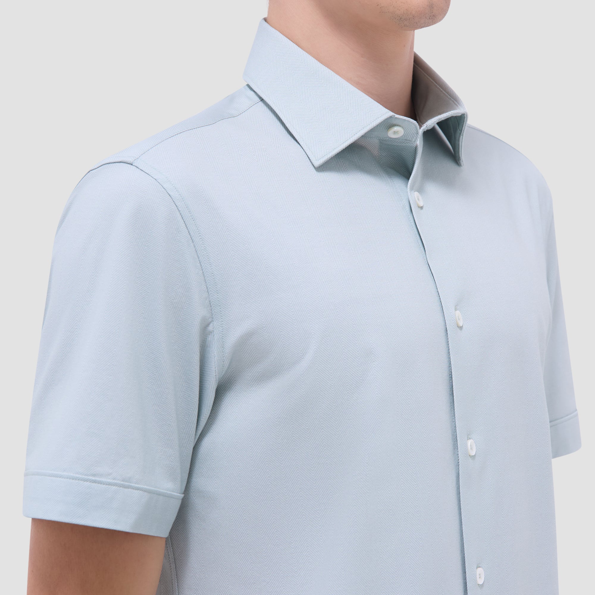 Myron Double-Sided Herringbone & Solid OoohCotton Short-Sleeve Shirt