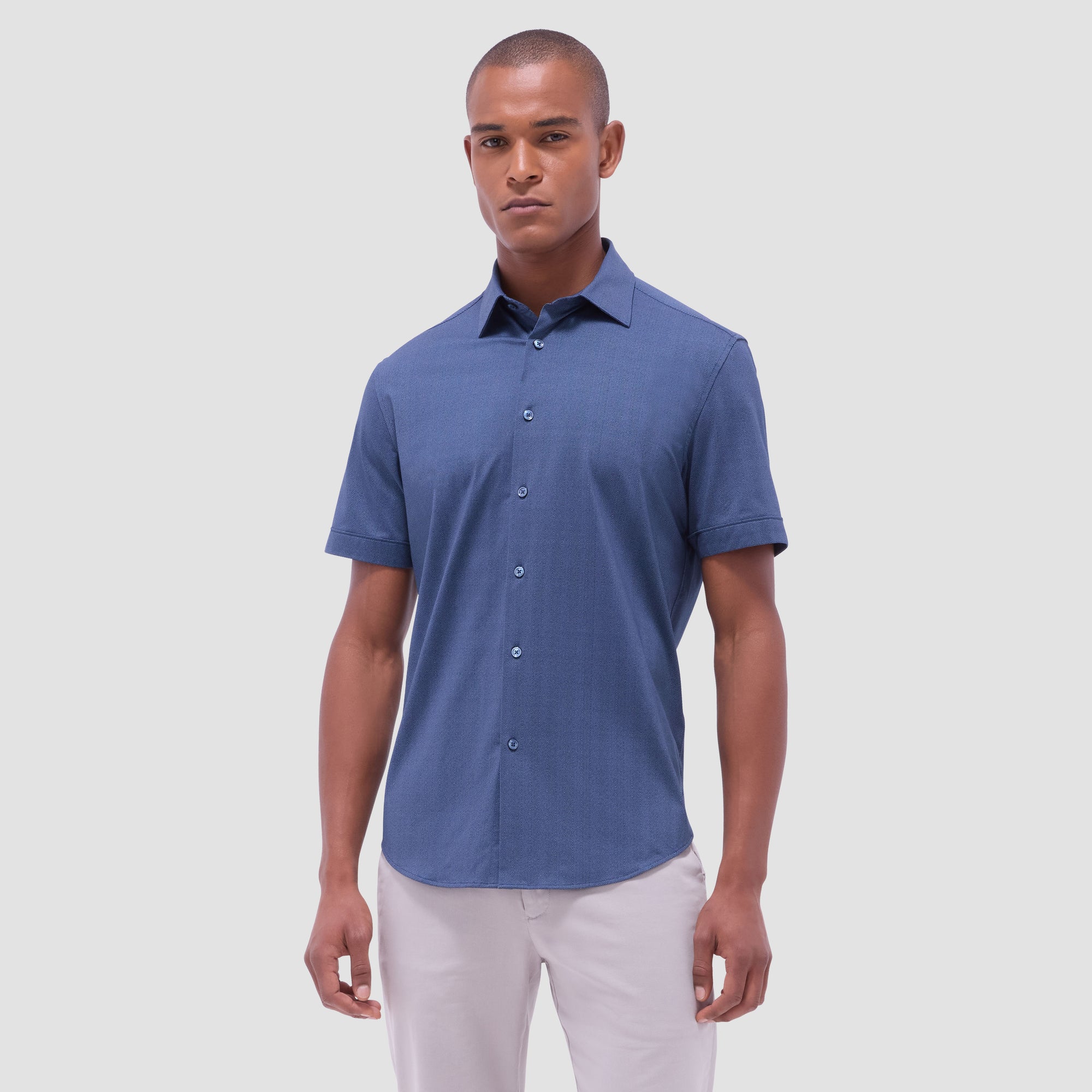 Myron Double-Sided Herringbone & Solid OoohCotton Short-Sleeve Shirt