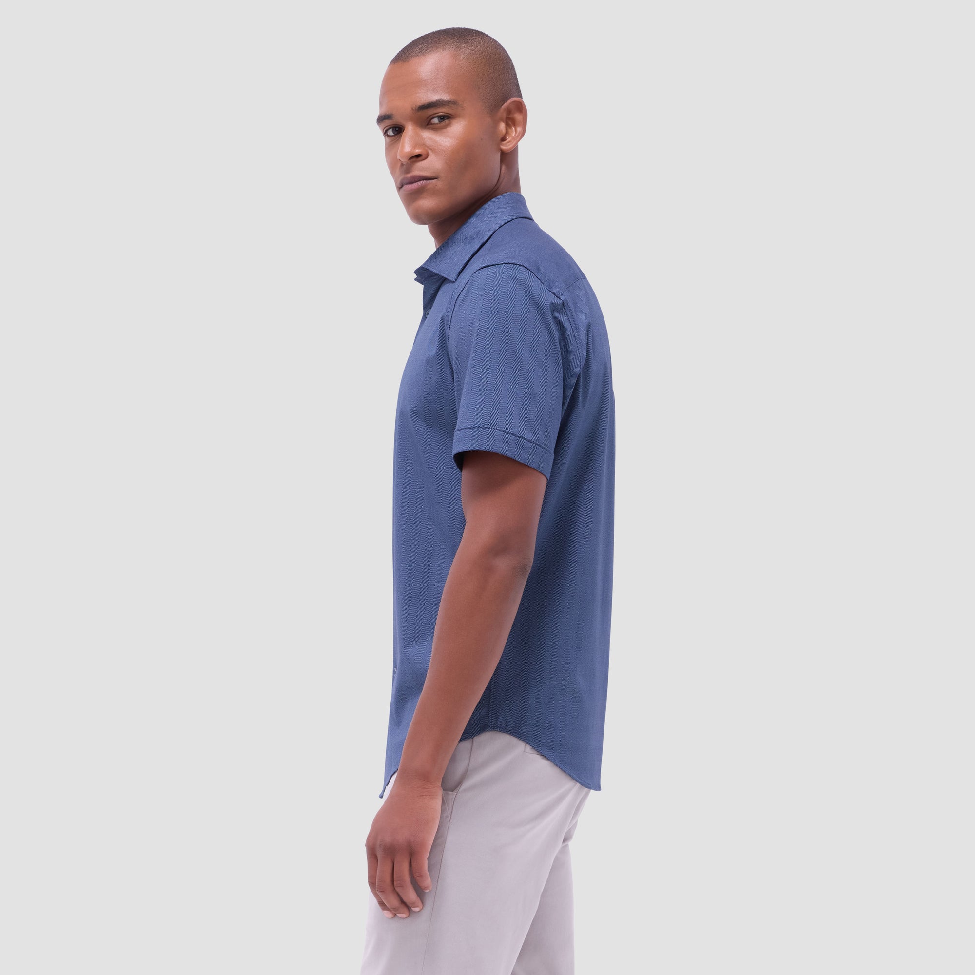 Myron Double-Sided Herringbone & Solid OoohCotton Short-Sleeve Shirt