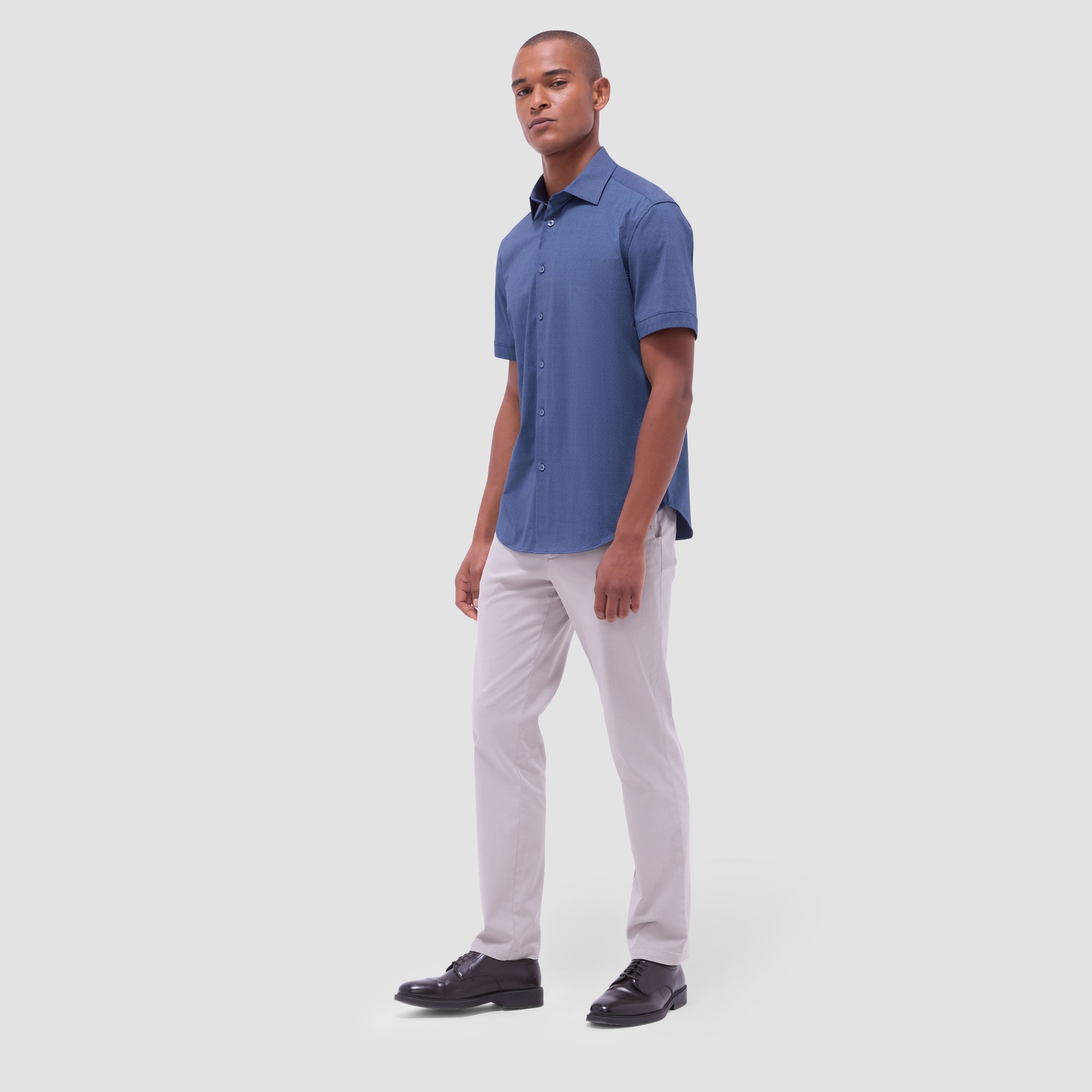 Myron Double-Sided Herringbone & Solid OoohCotton Short-Sleeve Shirt